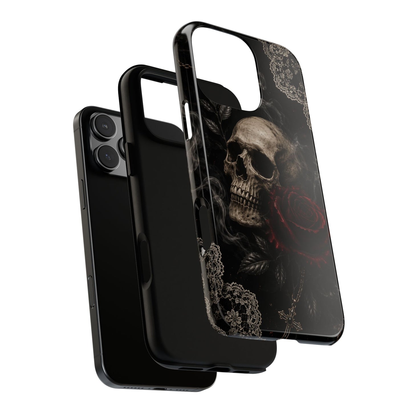 Sunflower Porch Co Skull with Red Rose phone case | Tough Cases
