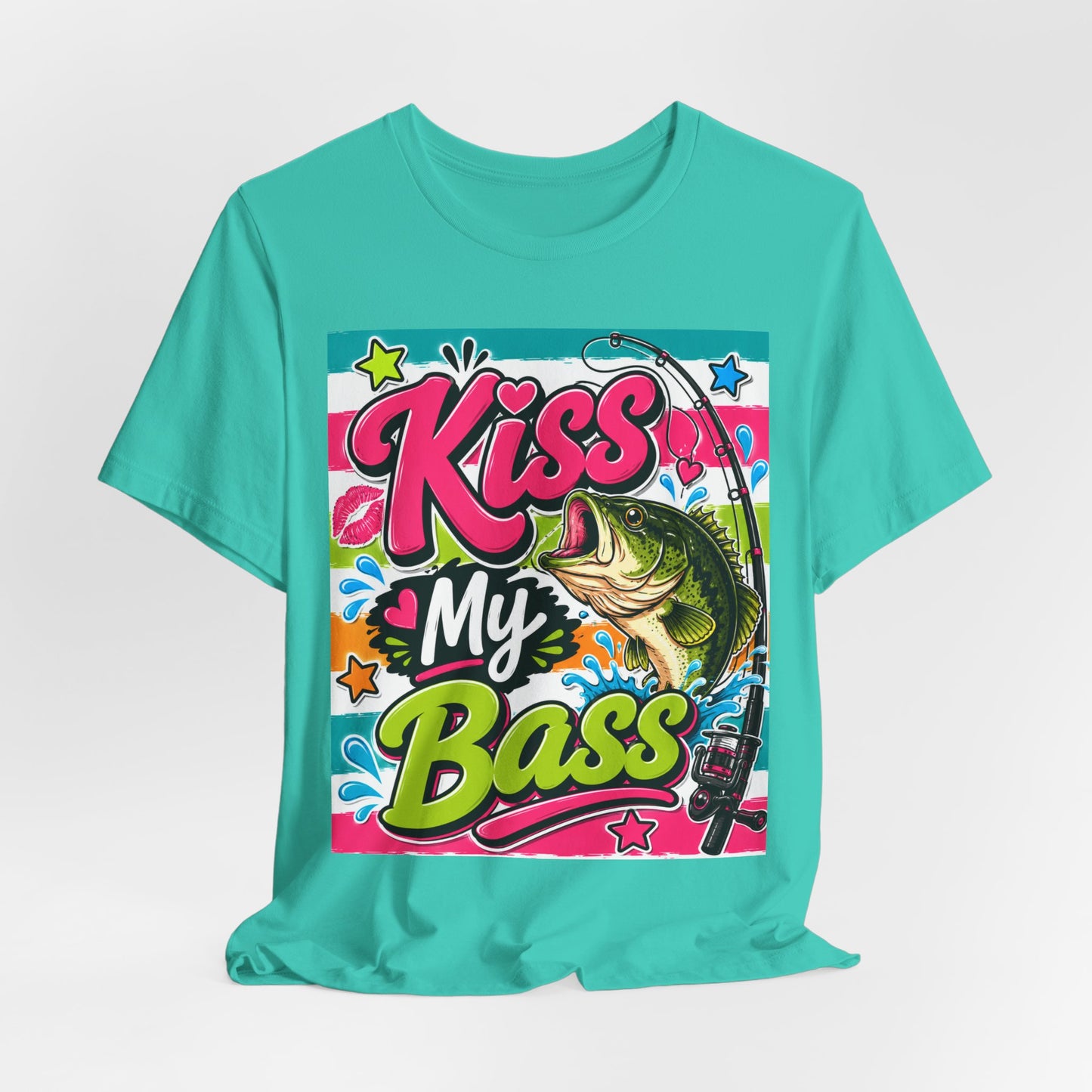 Sunflower Porch Co. Kiss My Bass T-Shirt – Funny Fishing Tee with Bass Graphic