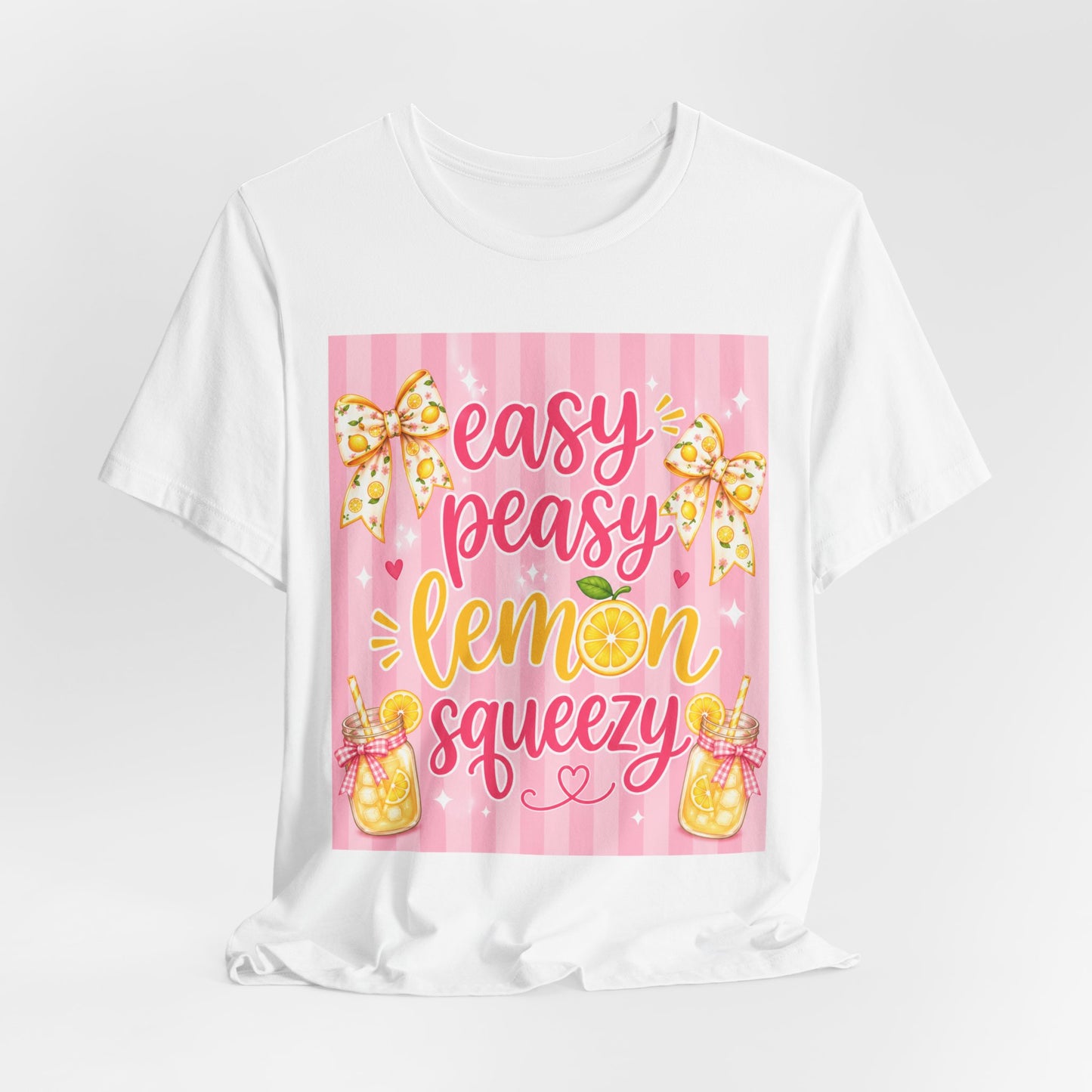 SunflowerPorchCo Easy Peasy Lemon Squeezy T-Shirt | Lemonade Floral Bow Summer Graphic