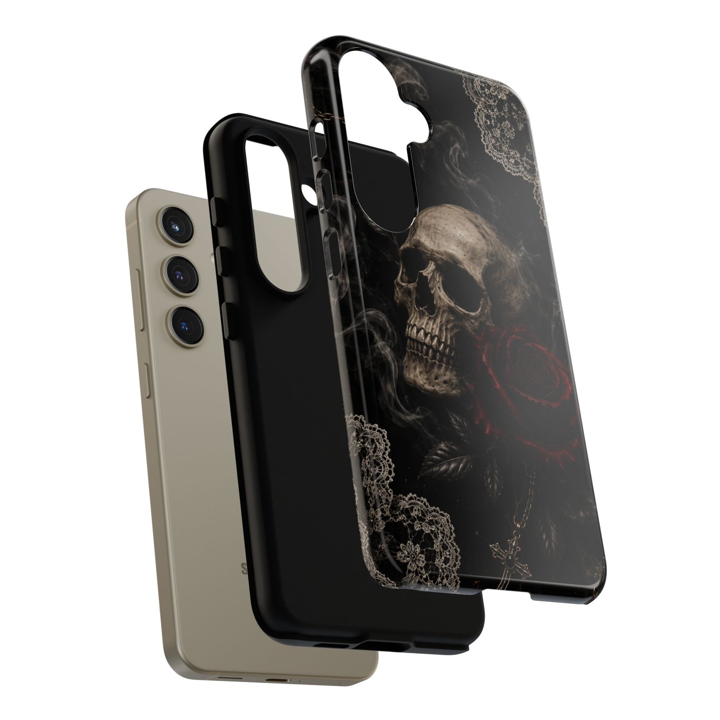 Sunflower Porch Co Skull with Red Rose phone case | Tough Cases