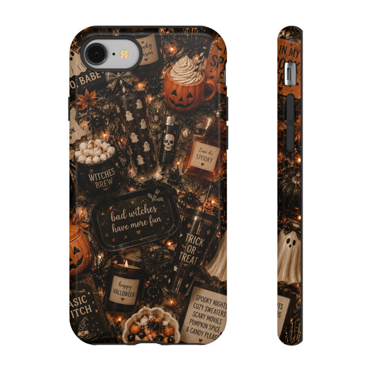 Sunflower Porch Co Halloween Collage phone case | spooky pumpkin witchy design