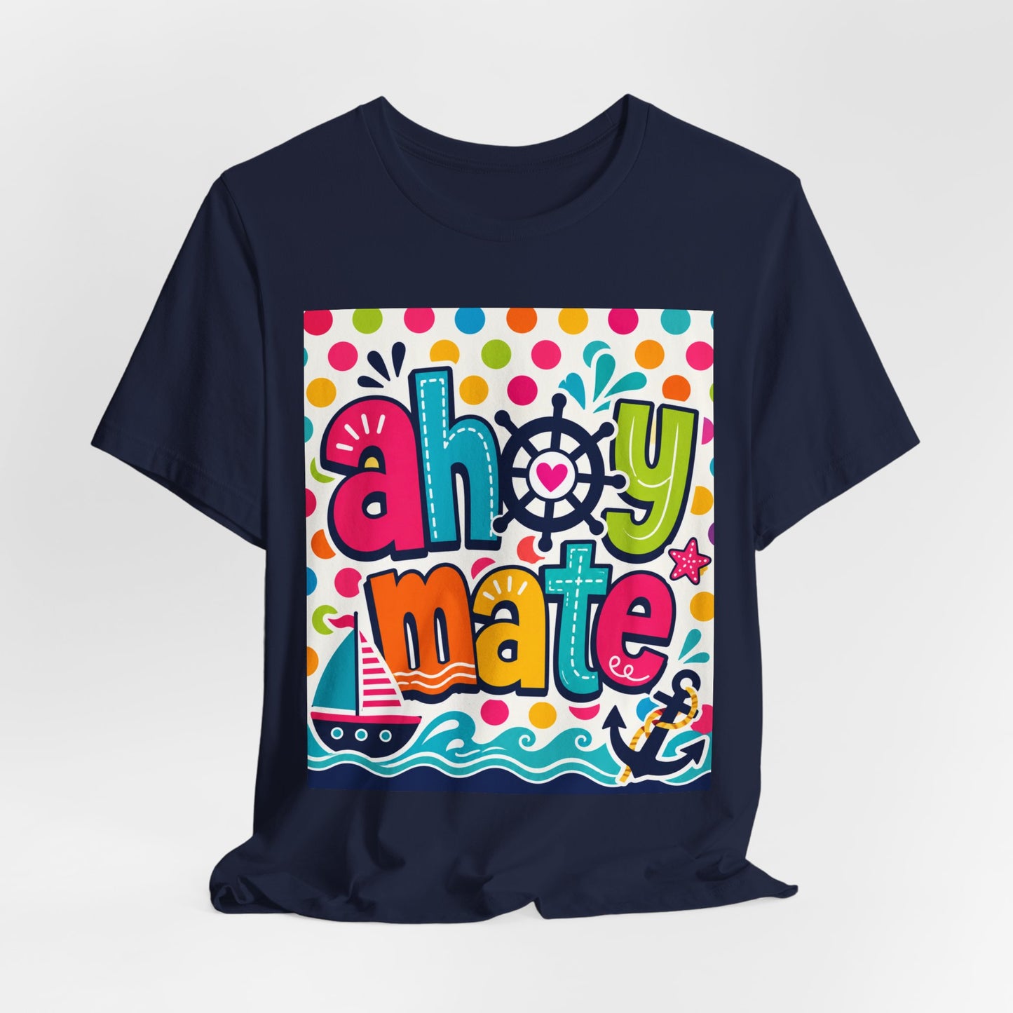 Sunflower Porch Co. Ahoy Mate Kids T-Shirt – Colorful Nautical Sailboat Tee