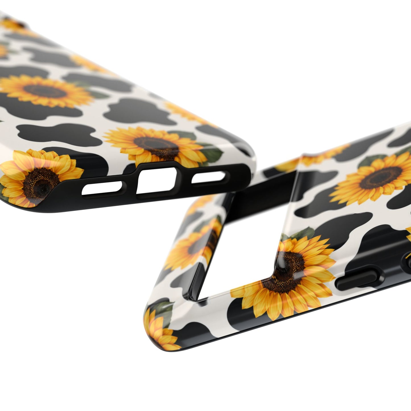 Sunflower Cow Print Tough Case | Phone Case, Floral Farm Animal Pattern