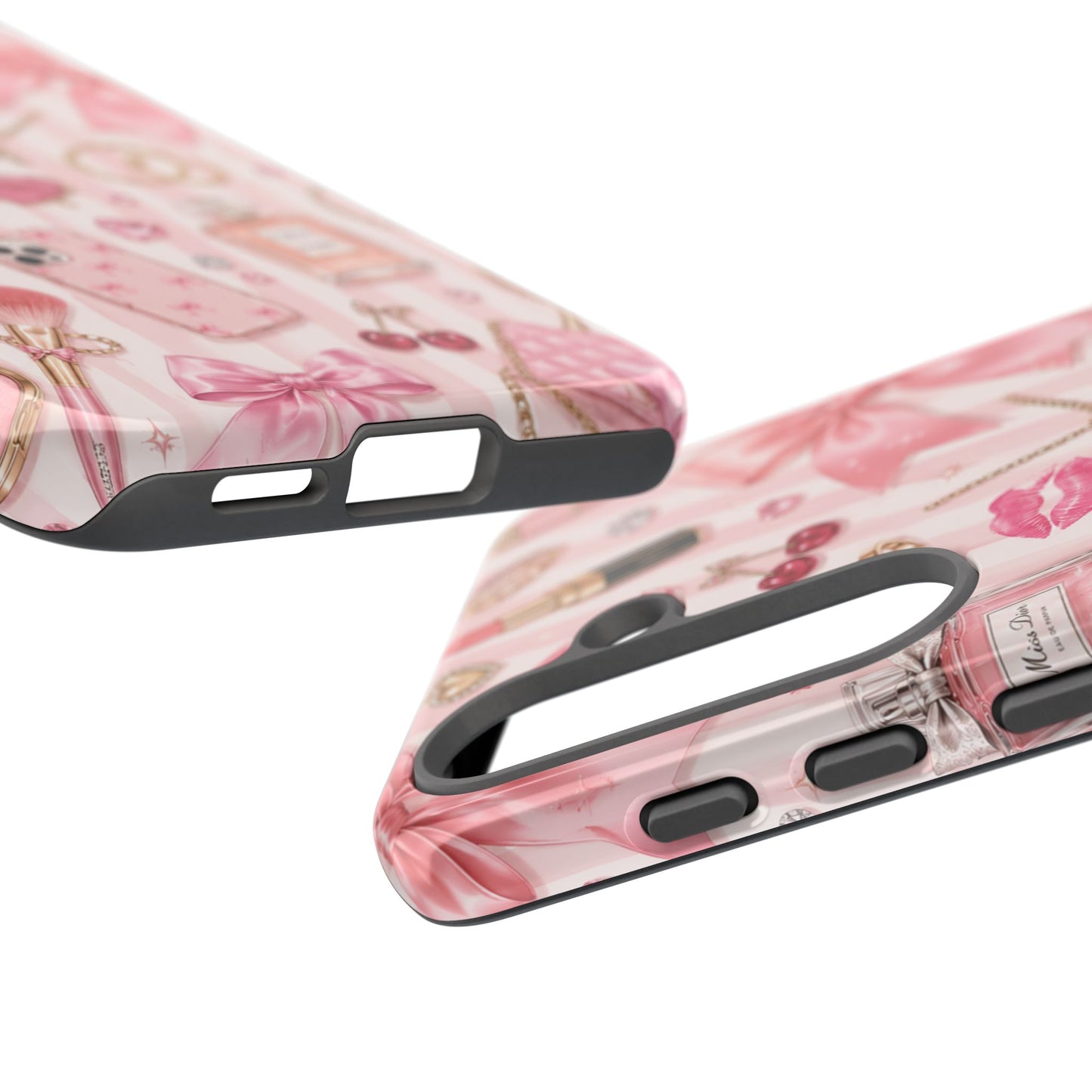 Pink Glam Pattern phone case | Makeup, bows, perfume, lipstick design