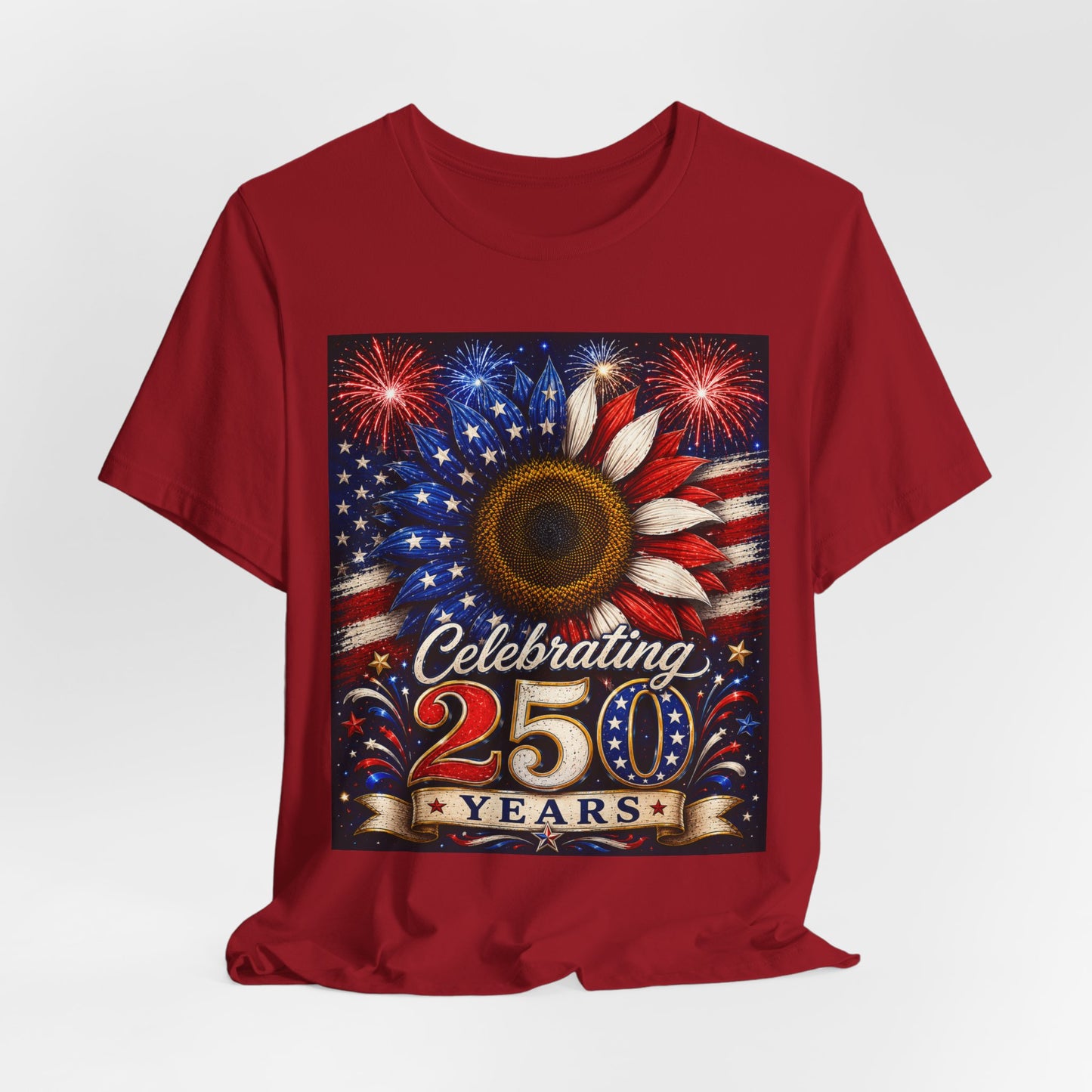Sunflower Porch Co Celebrating 250 Years American Flag Sunflower T-Shirt