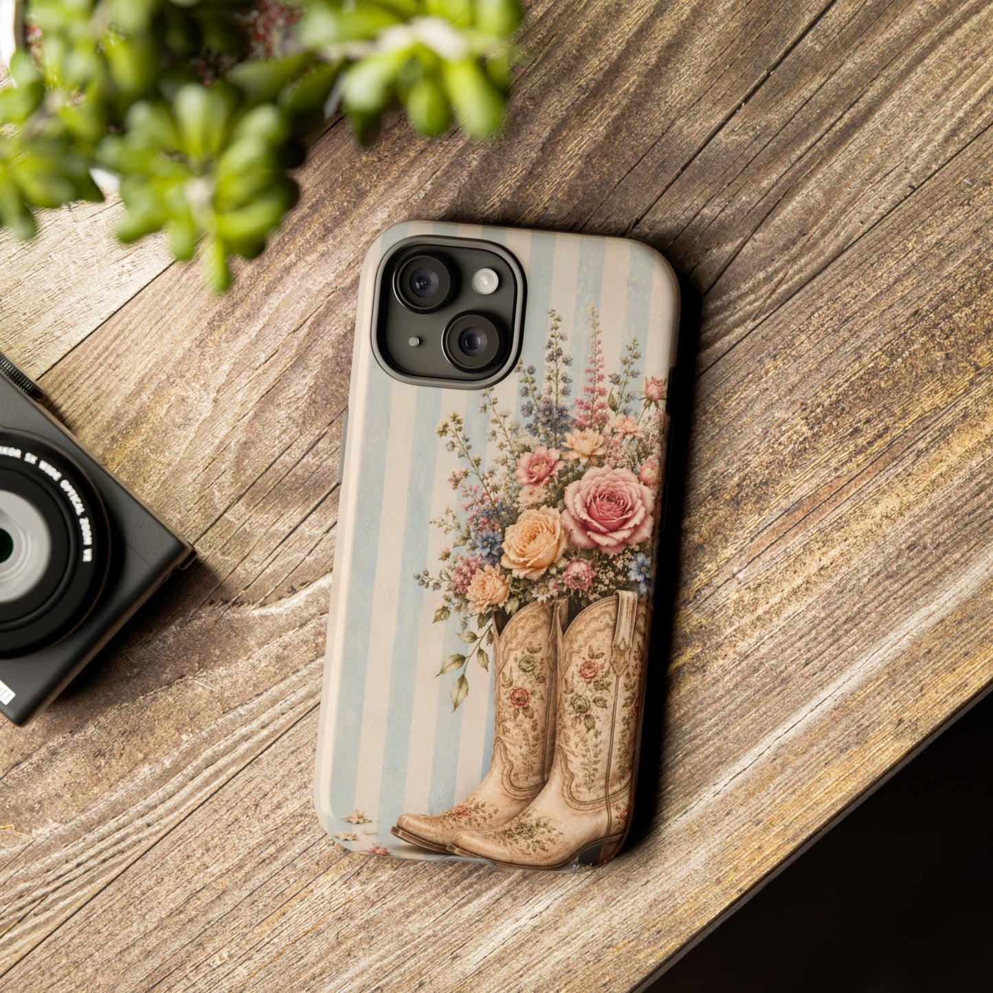 Sunflower Porch Co Vintage Floral Cowboy Boots phone case | iPhone protective case
