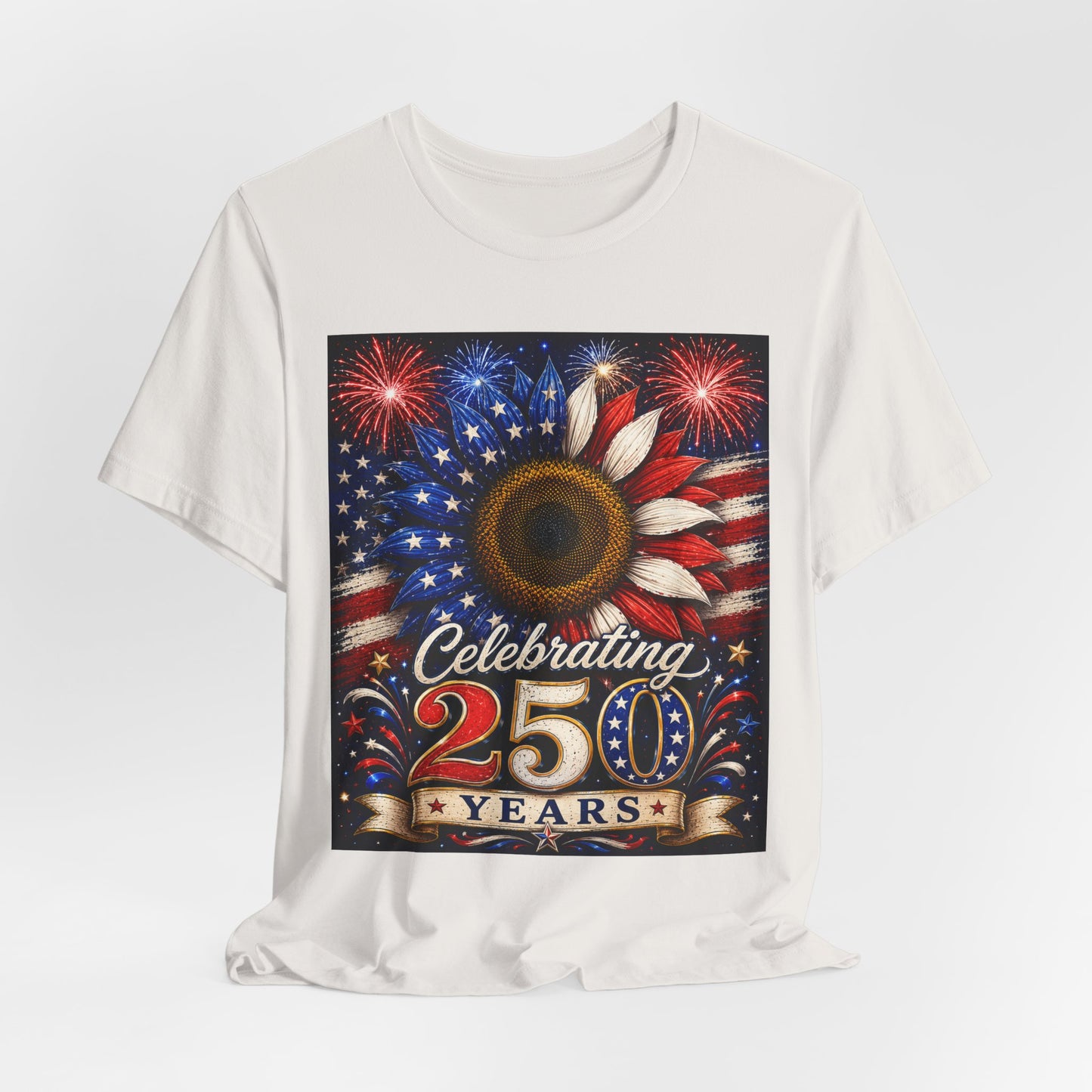 Sunflower Porch Co Celebrating 250 Years American Flag Sunflower T-Shirt