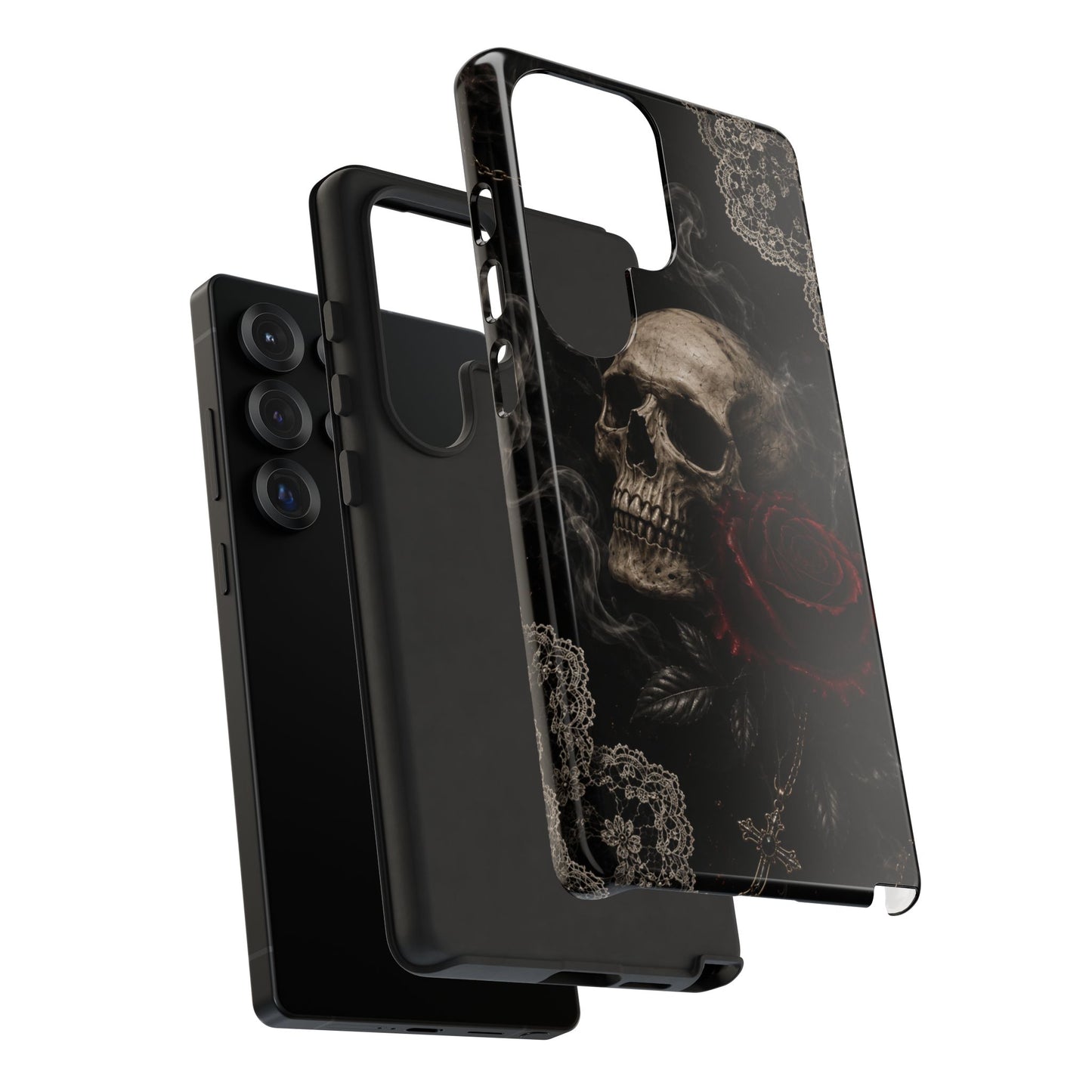 Sunflower Porch Co Skull with Red Rose phone case | Tough Cases