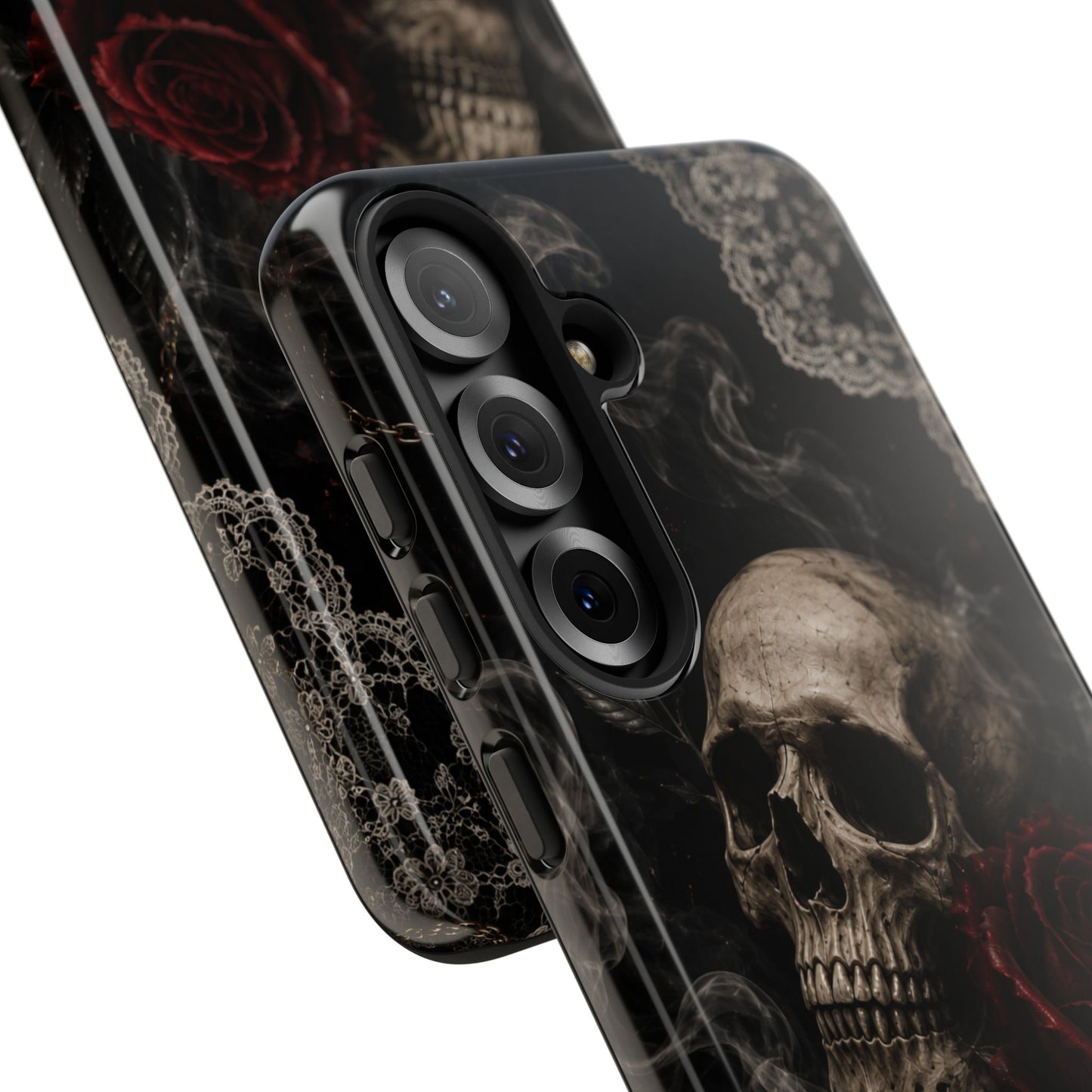 Sunflower Porch Co Skull with Red Rose phone case | Tough Cases