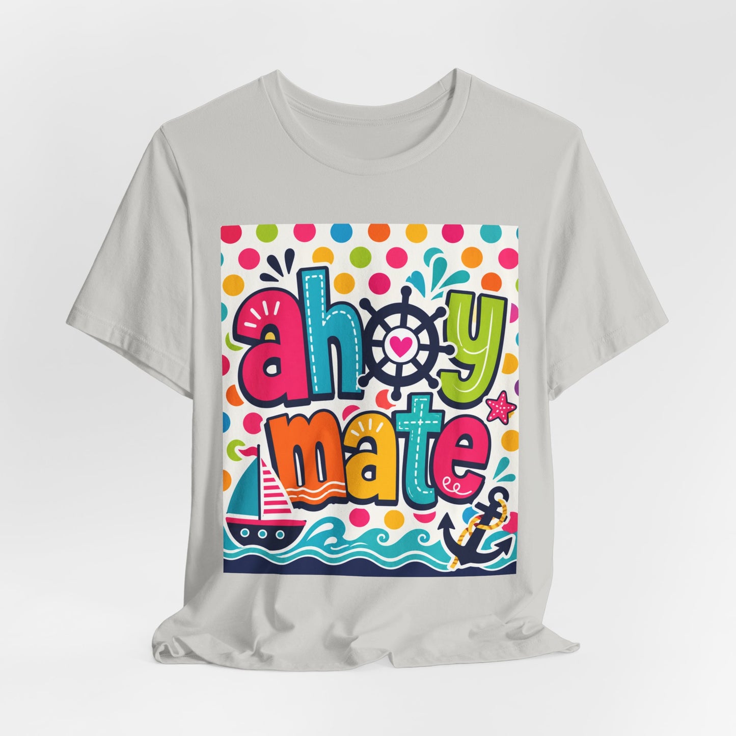 Sunflower Porch Co. Ahoy Mate Kids T-Shirt – Colorful Nautical Sailboat Tee