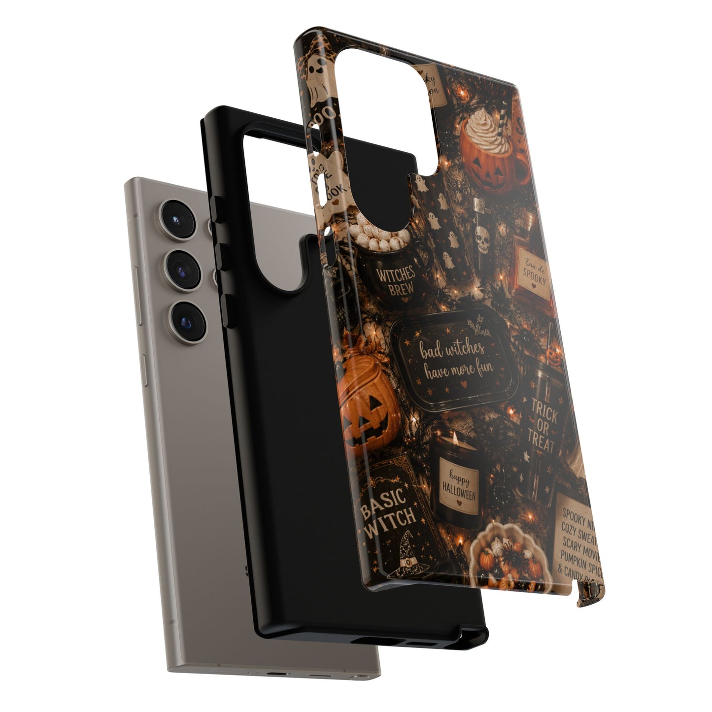 Sunflower Porch Co Halloween Collage phone case | spooky pumpkin witchy design