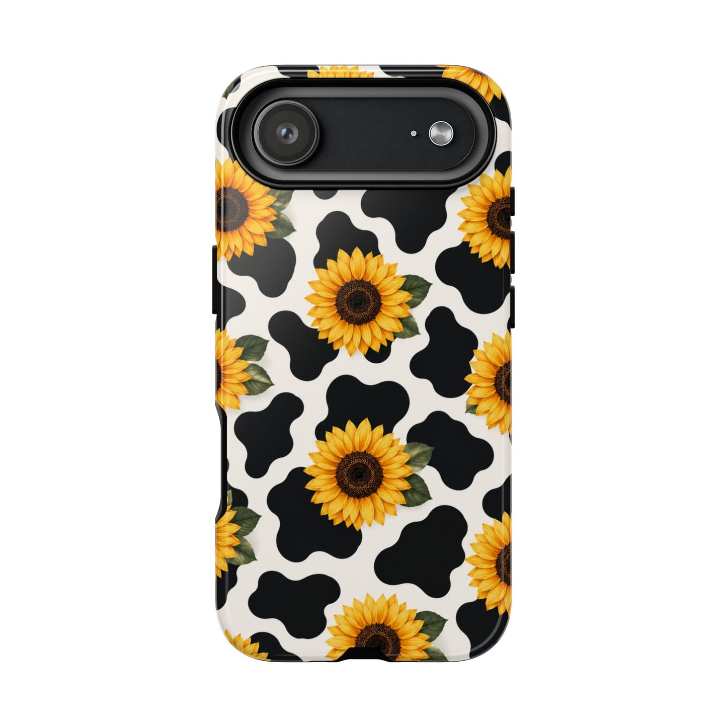 Sunflower Cow Print Tough Case | Phone Case, Floral Farm Animal Pattern