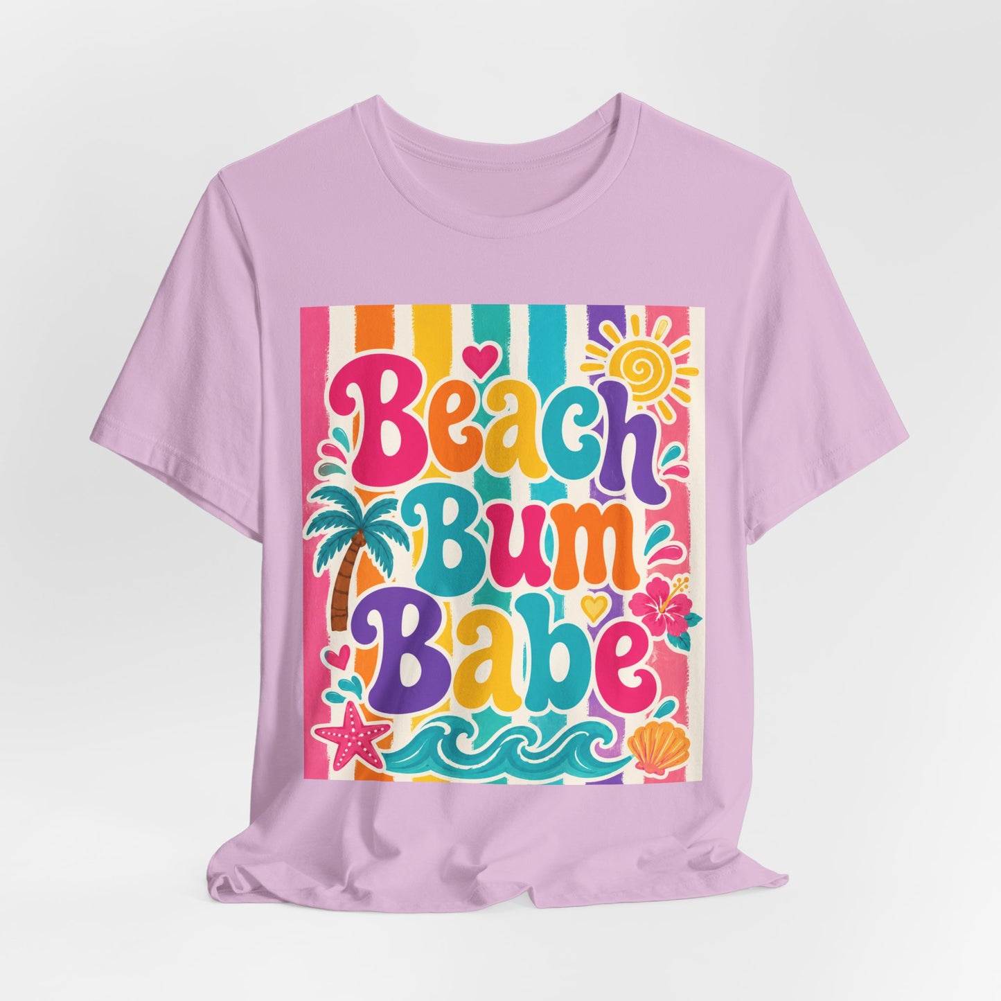 Sunflower Porch Co. Beach Bum Babe T-Shirt — Colorful Retro Tropical Summer Tee