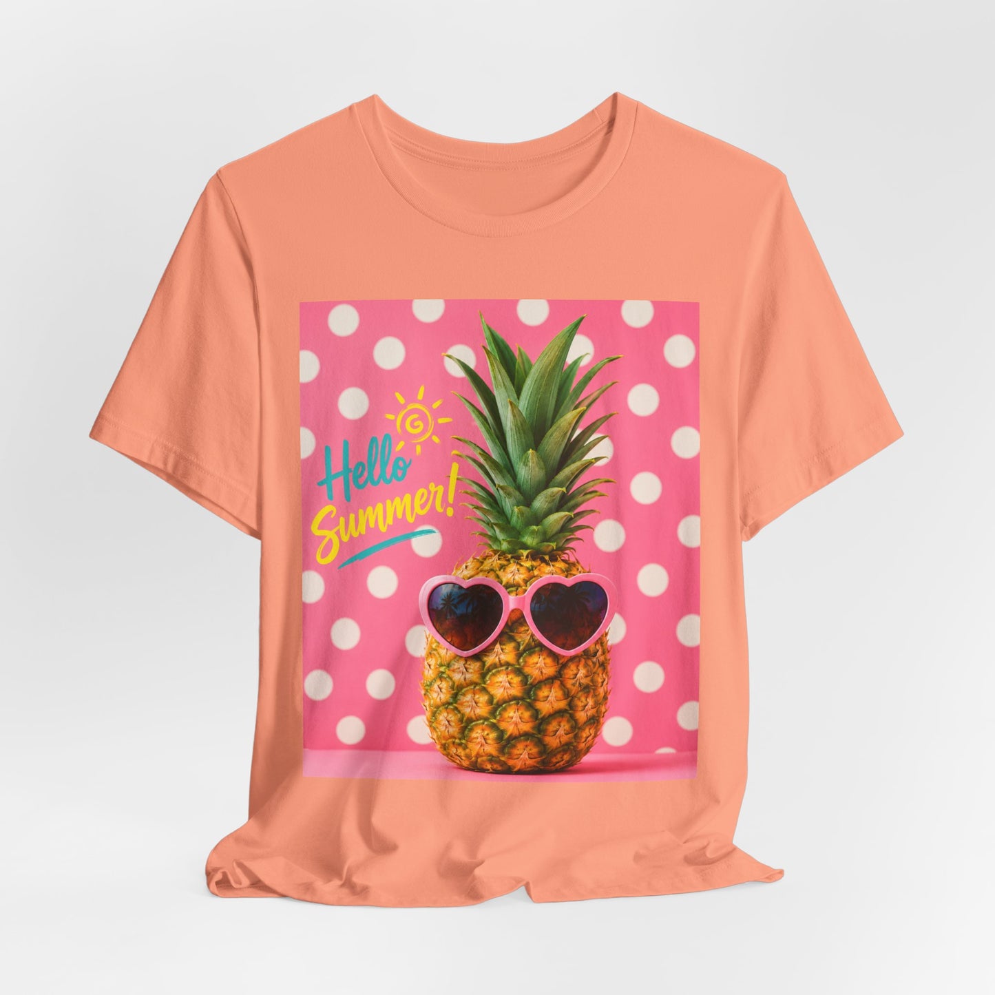 Sunflower Porch Co Pineapple with Sunglasses Tee | Hello Summer Polka Dot Graphic