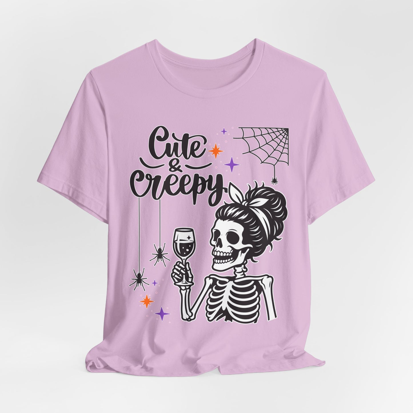 Cute & Creepy Skeleton Lady T-Shirt | Halloween Skull Wine Tee