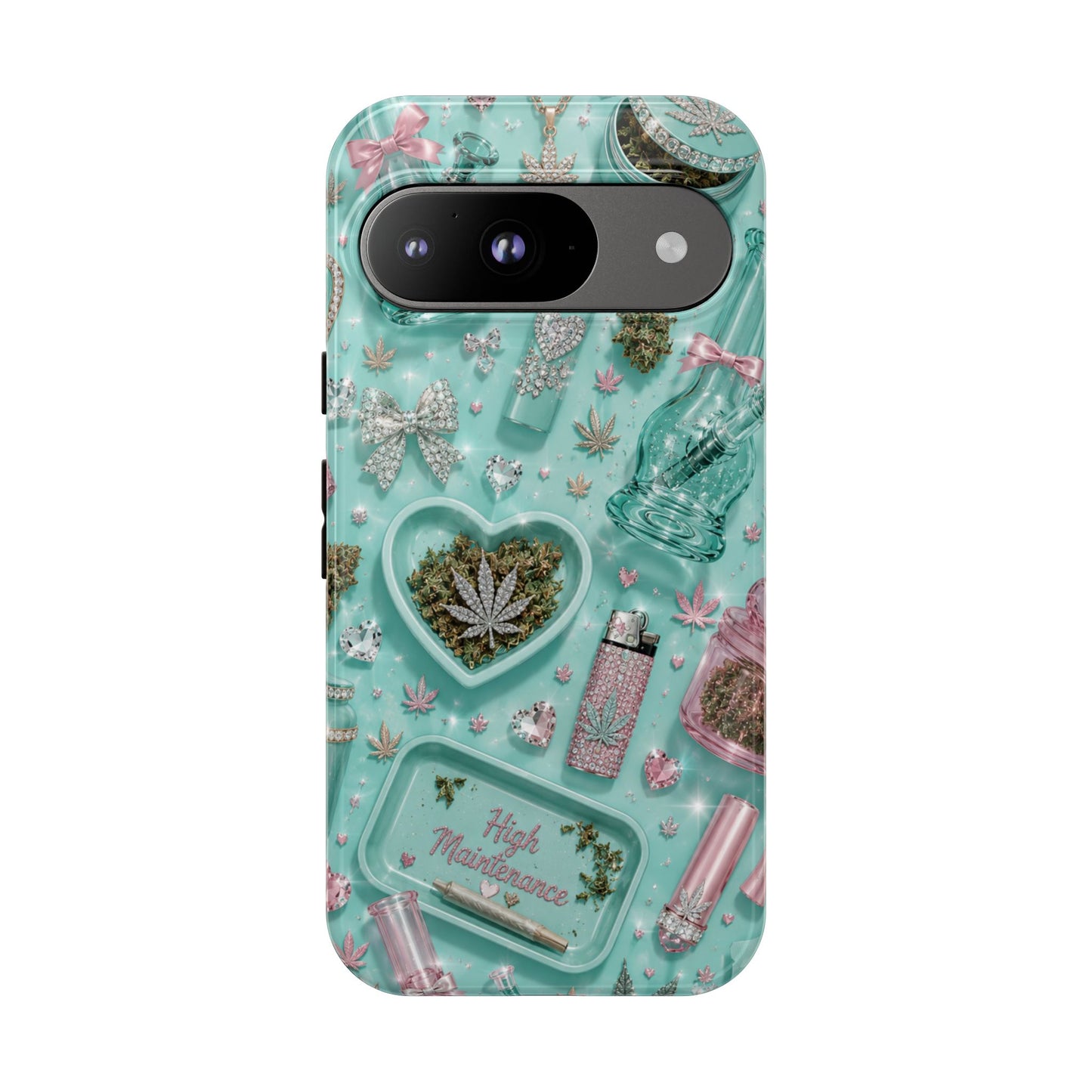 Sunflower Porch Co Mint Cannabis Pattern Phone Case | Tough Case