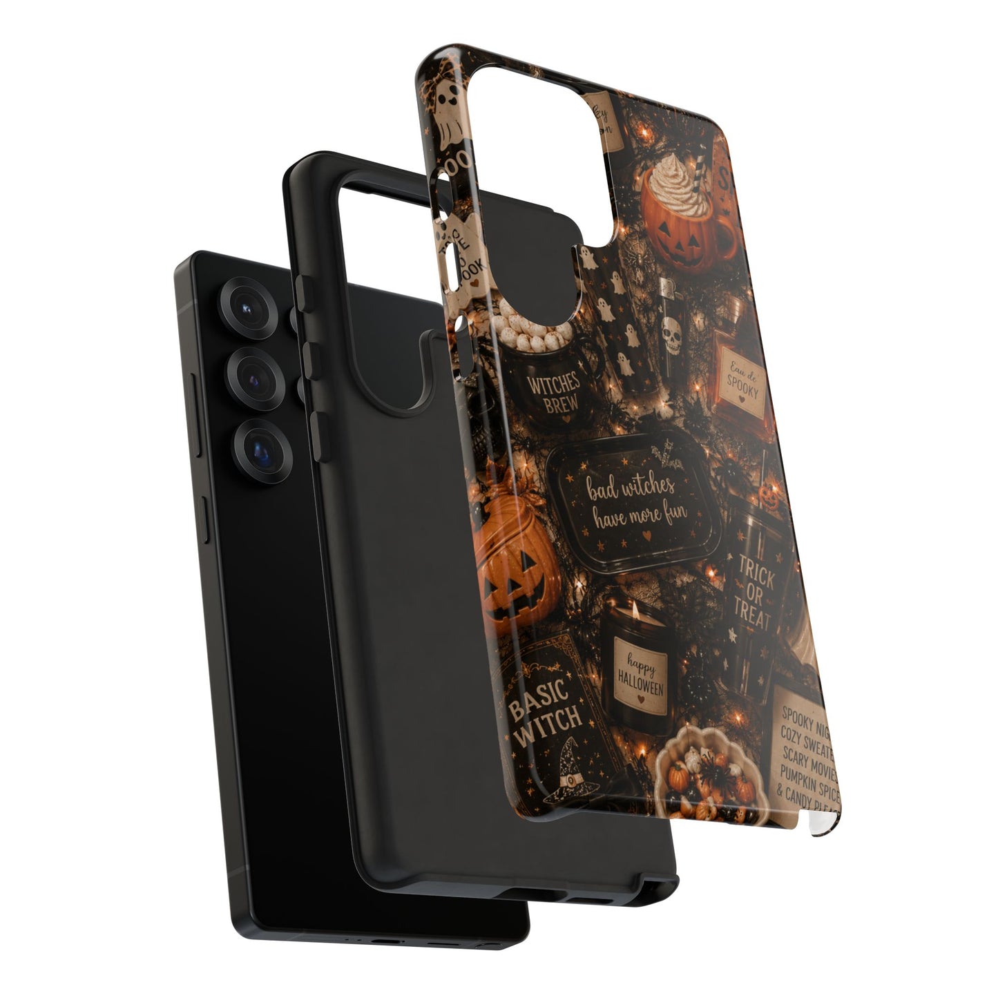 Sunflower Porch Co Halloween Collage phone case | spooky pumpkin witchy design