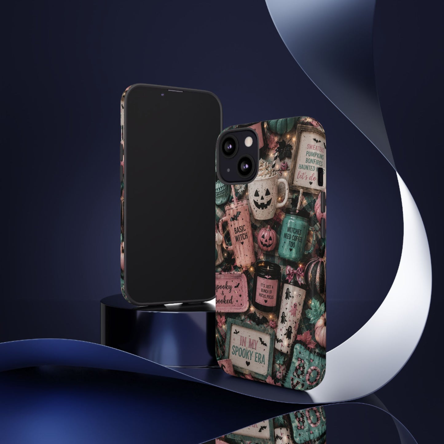 Sunflower Porch Co Spooky Mugs & Pumpkins Tough Cases | Halloween Collage Phone Case