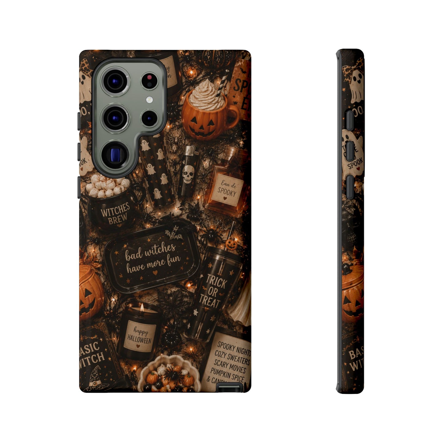 Sunflower Porch Co Halloween Collage phone case | spooky pumpkin witchy design