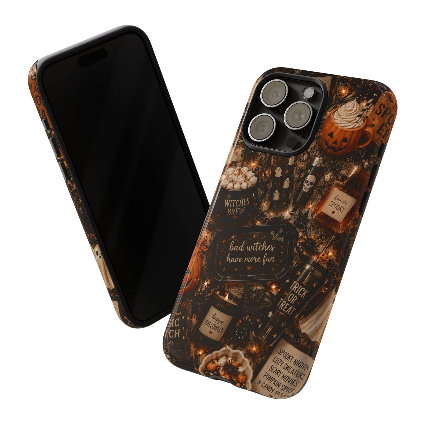 Sunflower Porch Co Halloween Collage phone case | spooky pumpkin witchy design