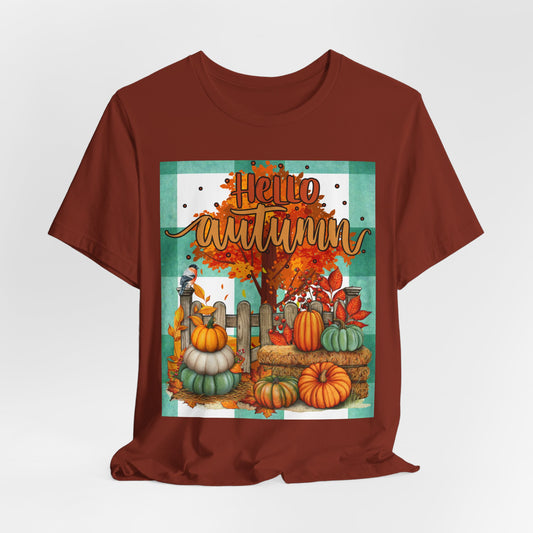 SunflowerPorchCo Hello Autumn pumpkin harvest tee | Fall pumpkin patch shirt