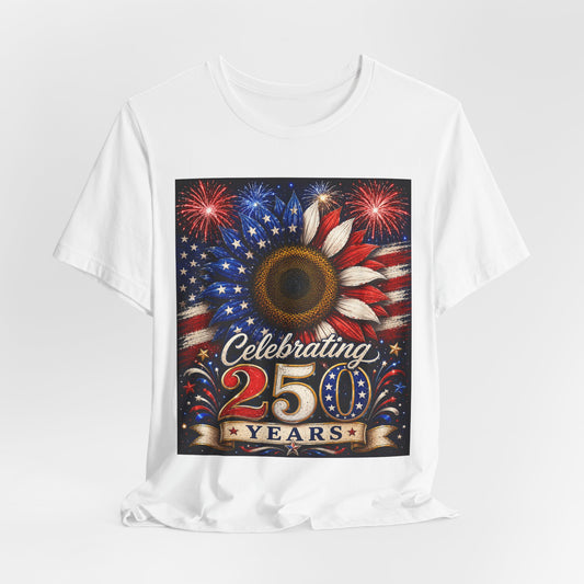 Sunflower Porch Co Celebrating 250 Years American Flag Sunflower T-Shirt