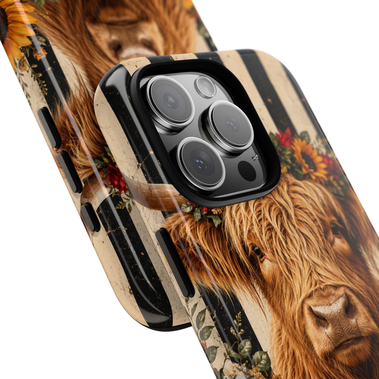 Sunflower Porch Co Highland Cow Floral Crown phone case | Tough Cases