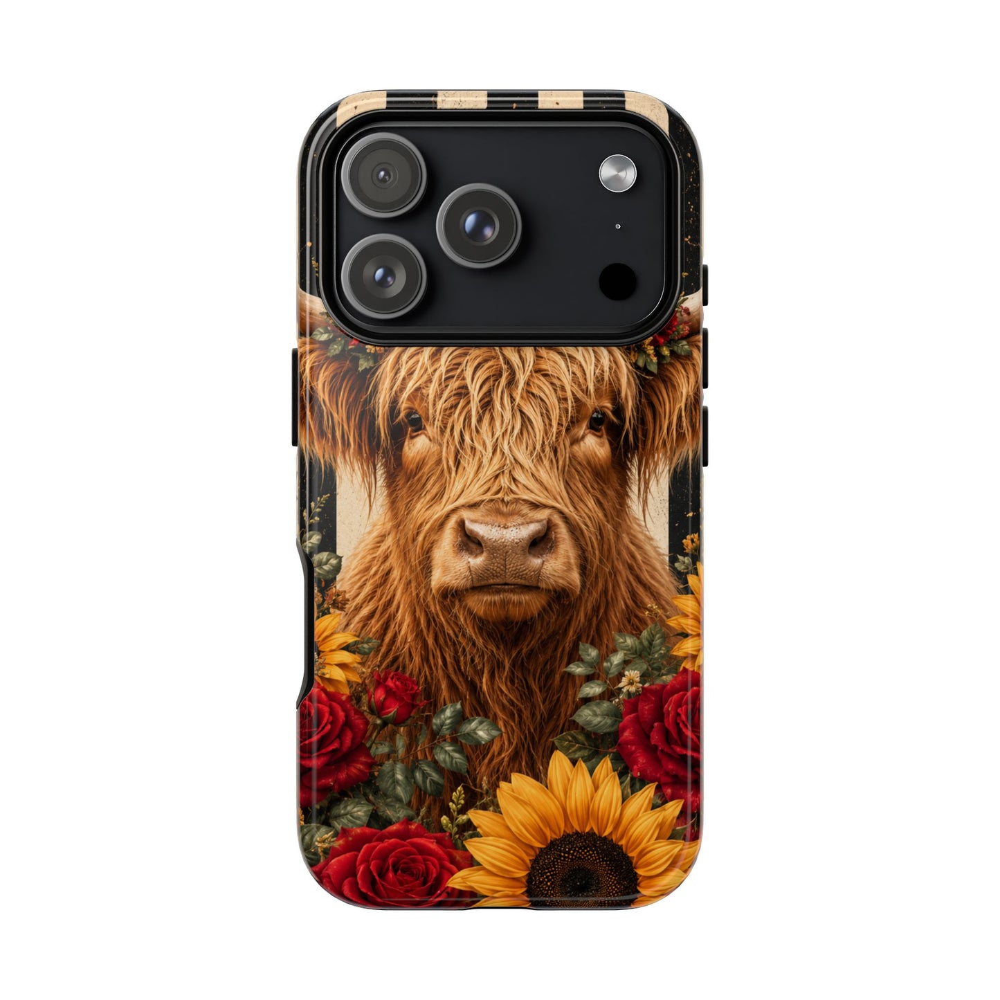 Sunflower Porch Co Highland Cow Floral Crown phone case | Tough Cases