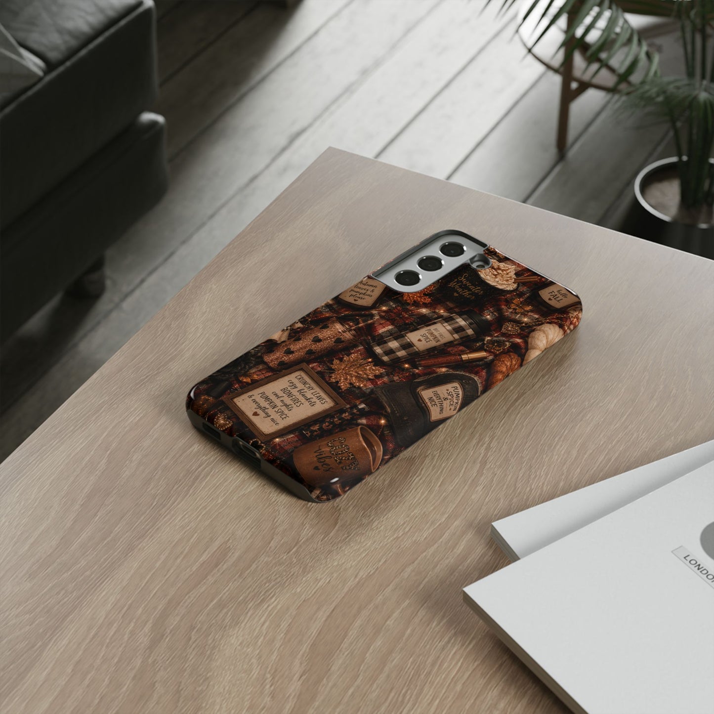Sunflower Porch Co Cozy Pumpkin Spice Pattern Phone Case | Tough Cases