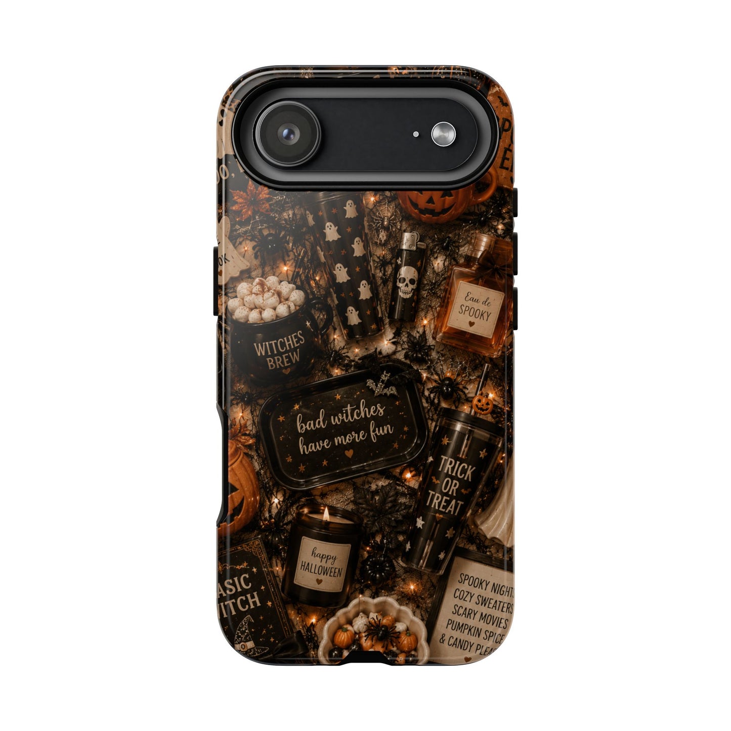Sunflower Porch Co Halloween Collage phone case | spooky pumpkin witchy design
