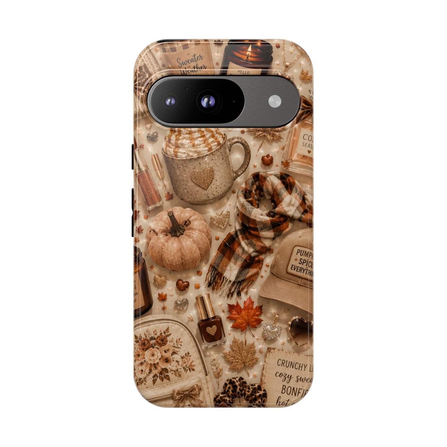 Sunflower Porch Co Cozy Autumn Mug and Pumpkin Pattern Phone Case | Fall Aesthetic