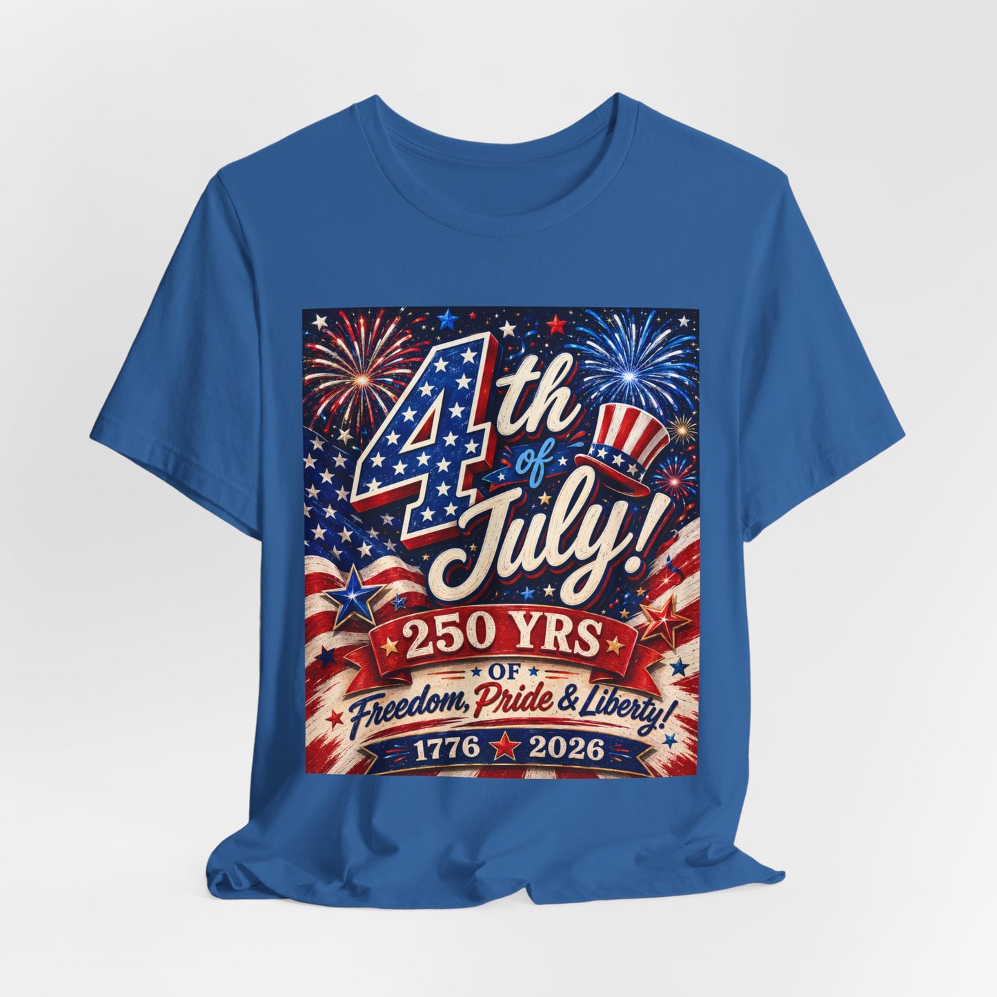 Sunflower Porch Co 4th of July T-Shirt - 250 Years 1776-2026 Fireworks, Freedom, Pride & Liberty Tee