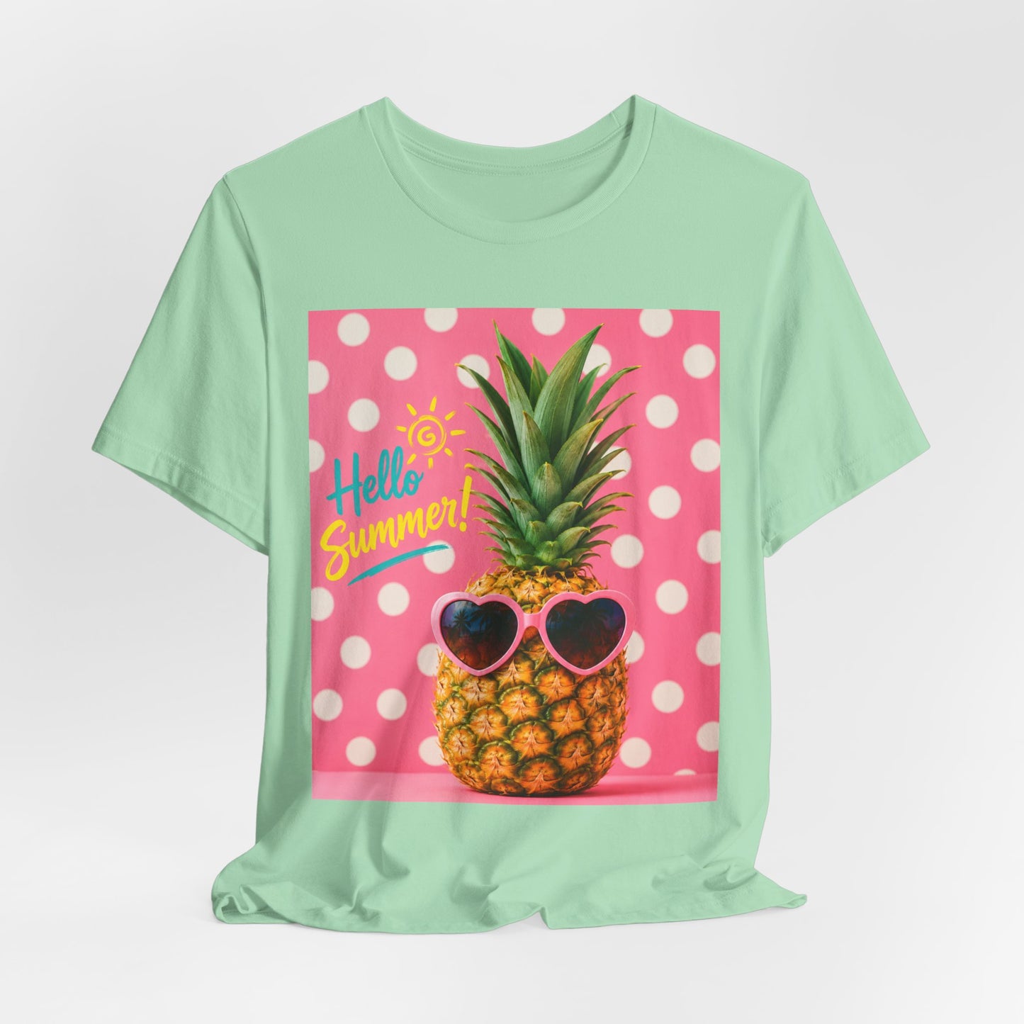 Sunflower Porch Co Pineapple with Sunglasses Tee | Hello Summer Polka Dot Graphic
