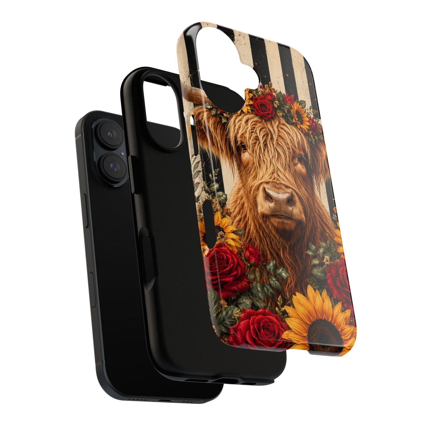 Sunflower Porch Co Highland Cow Floral Crown phone case | Tough Cases