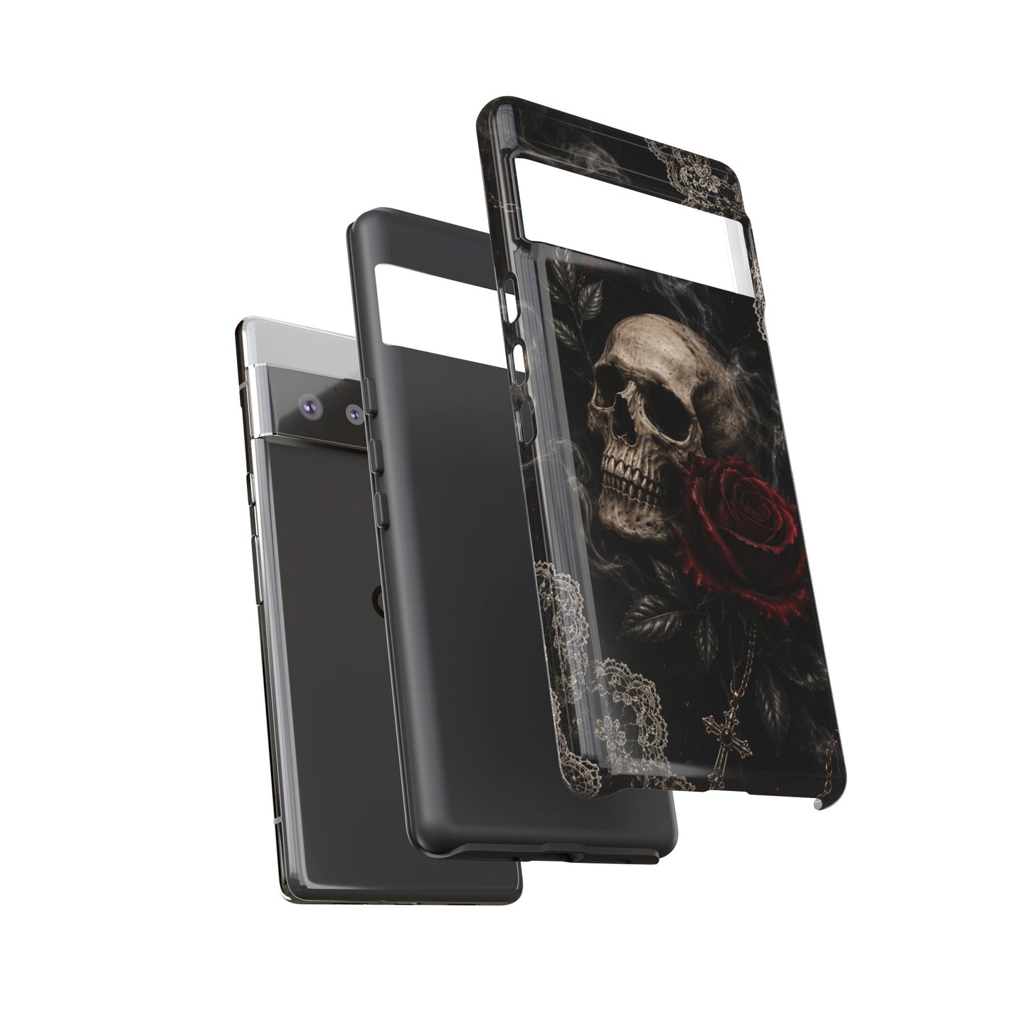 Sunflower Porch Co Skull with Red Rose phone case | Tough Cases