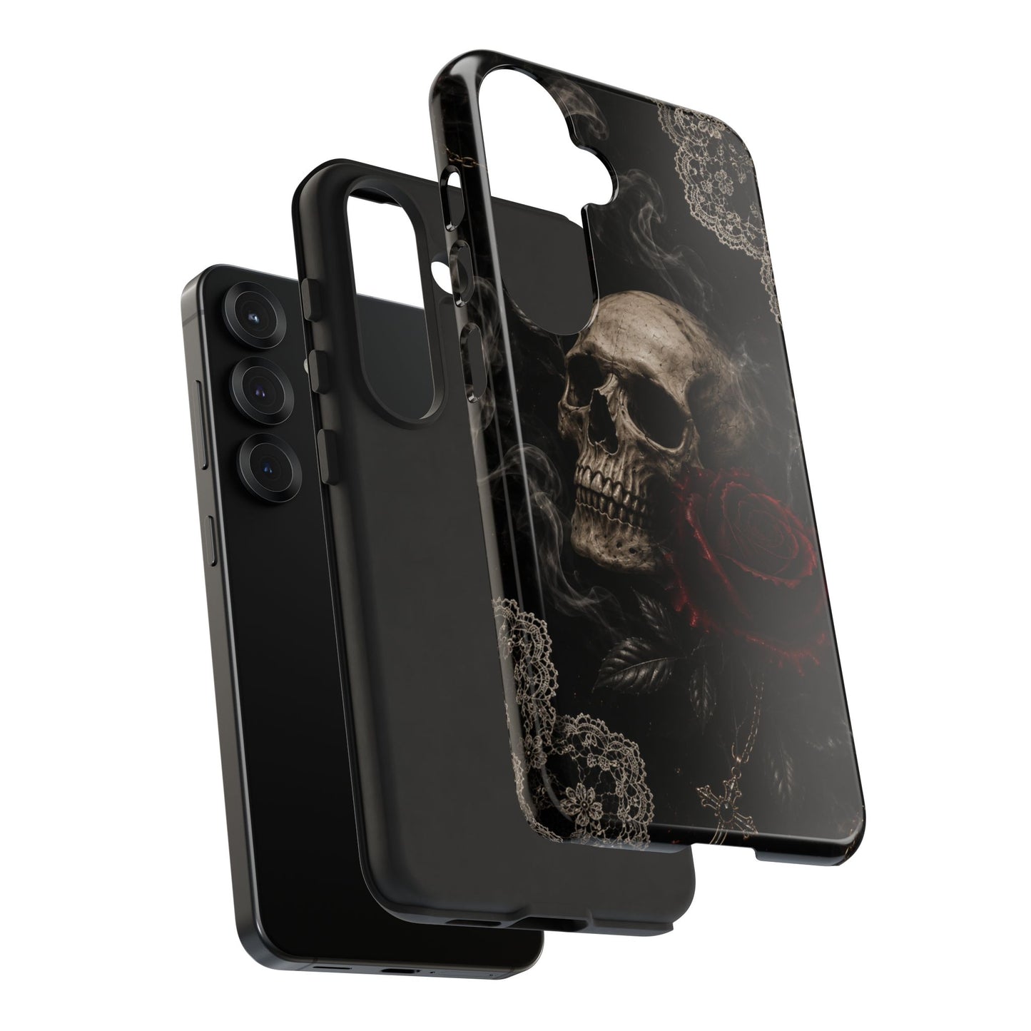 Sunflower Porch Co Skull with Red Rose phone case | Tough Cases