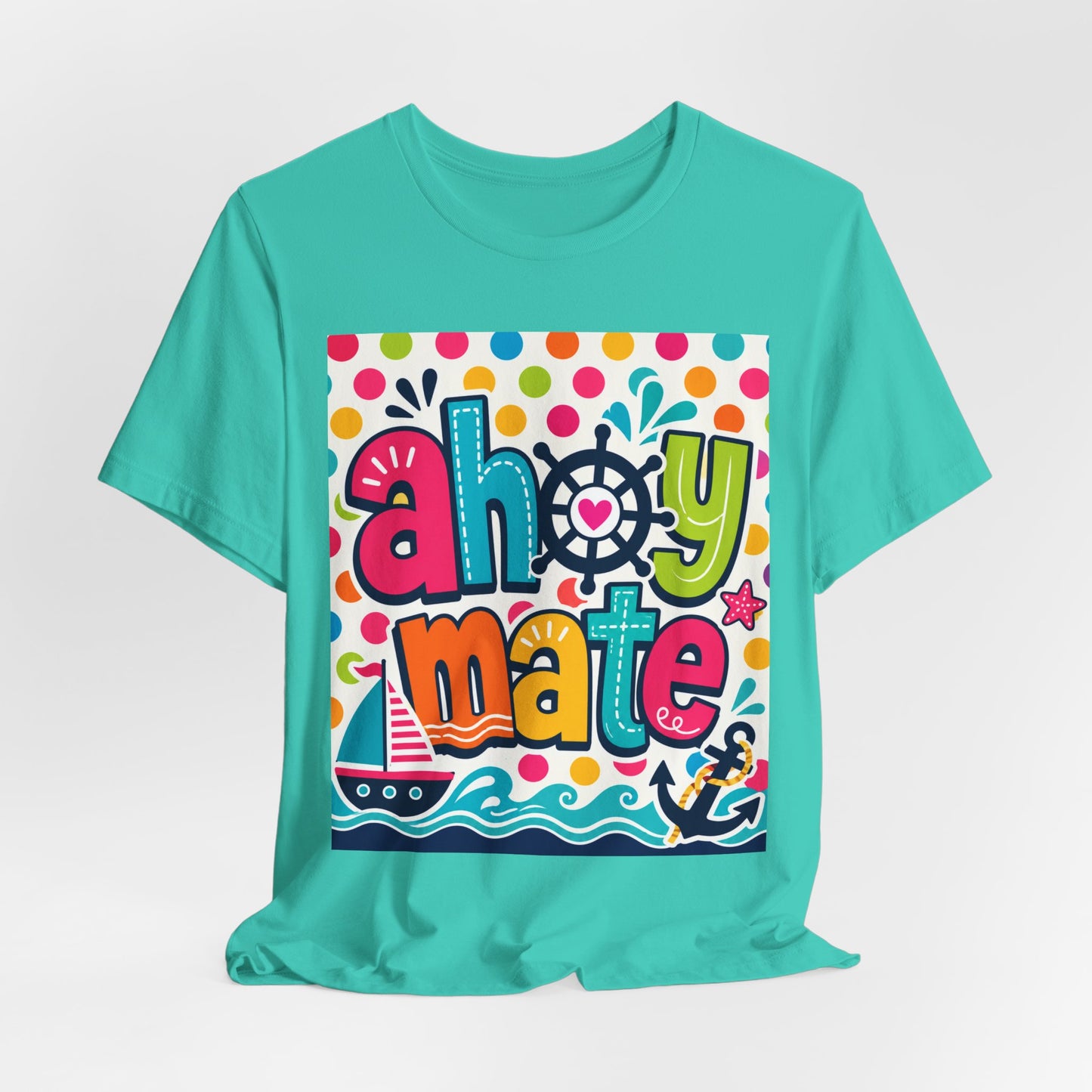 Sunflower Porch Co. Ahoy Mate Kids T-Shirt – Colorful Nautical Sailboat Tee