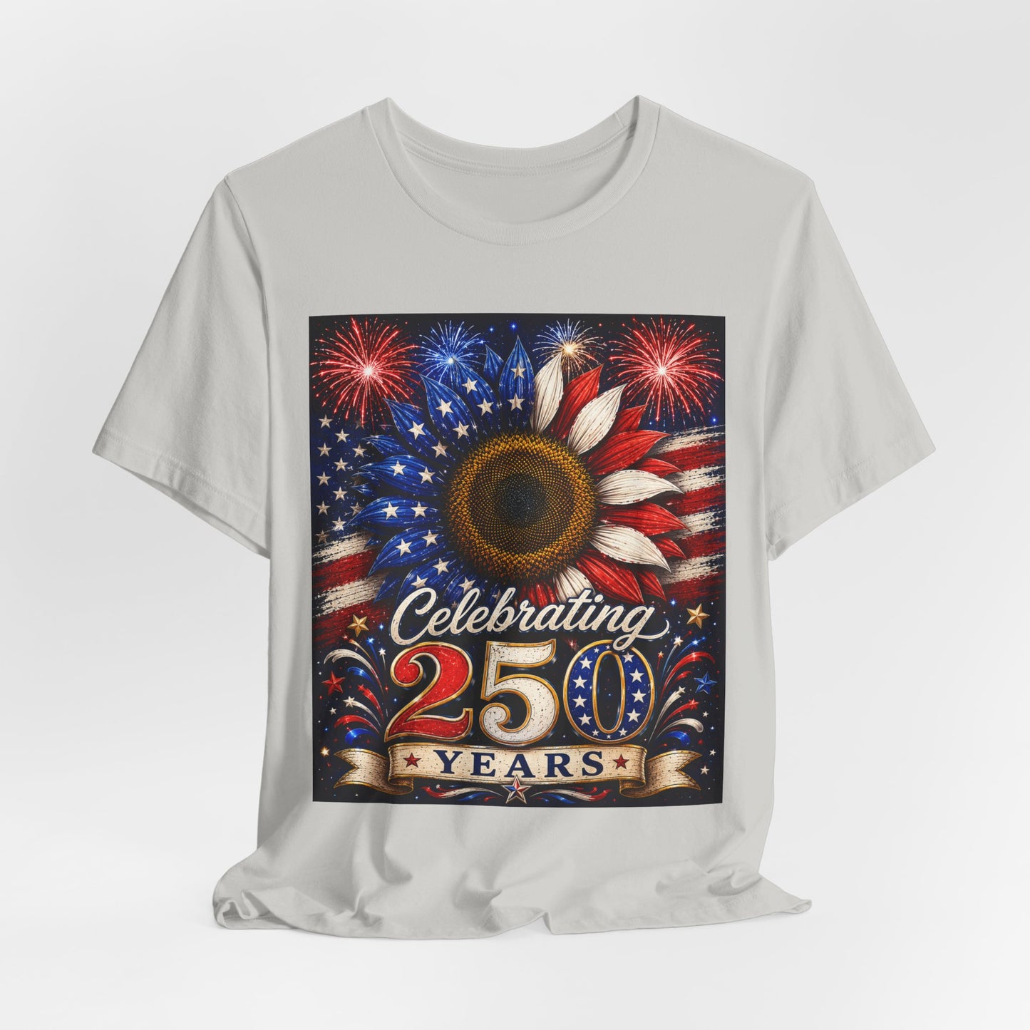 Sunflower Porch Co Celebrating 250 Years American Flag Sunflower T-Shirt