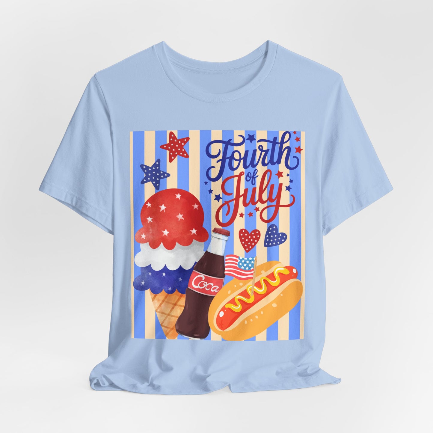 Sunflower Porch Co Fourth of July Ice Cream Hot Dog Tee | Patriotic Summer Independence Day Shirt