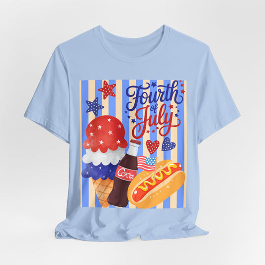 Sunflower Porch Co Fourth of July Ice Cream Hot Dog Tee | Patriotic Summer Independence Day Shirt