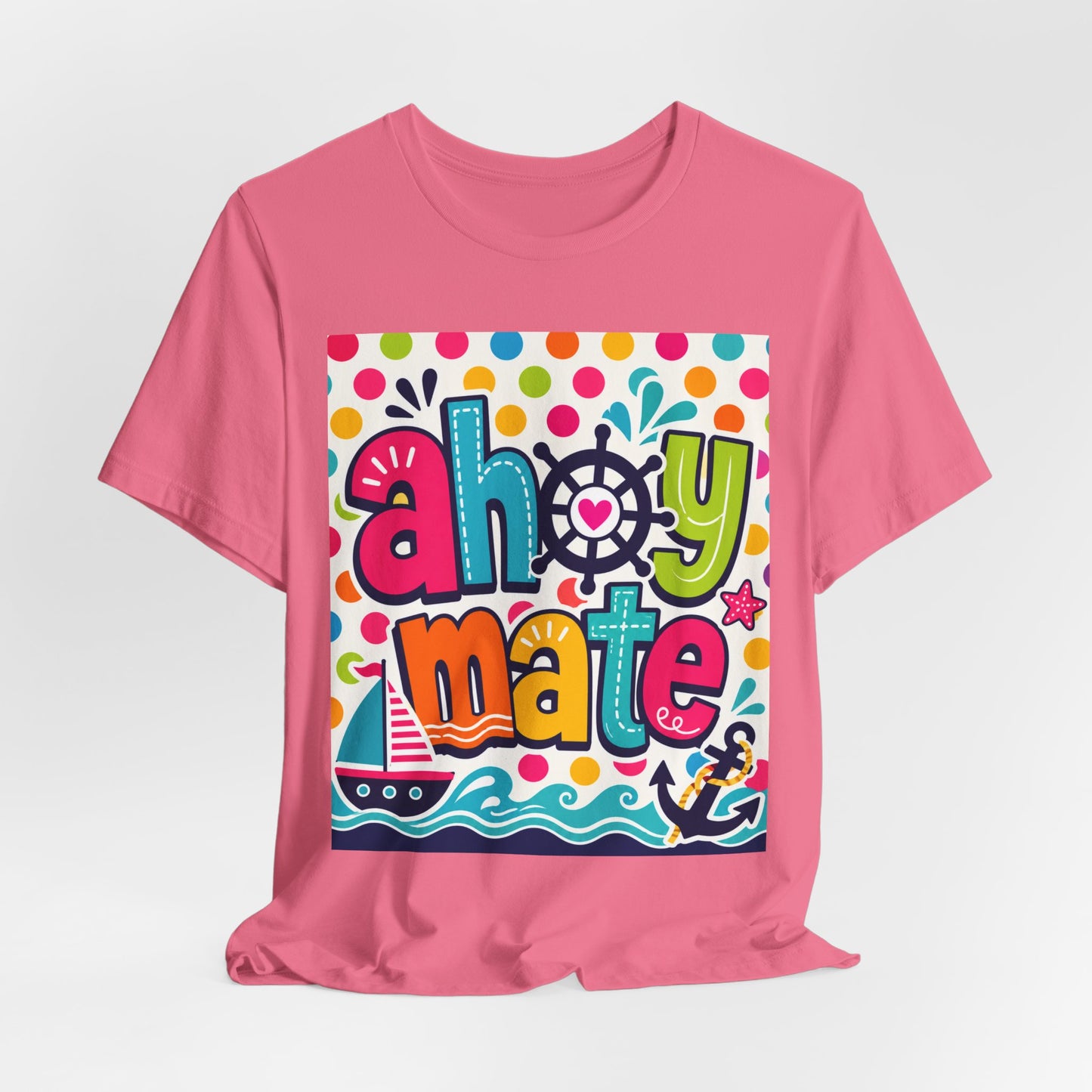 Sunflower Porch Co. Ahoy Mate Kids T-Shirt – Colorful Nautical Sailboat Tee