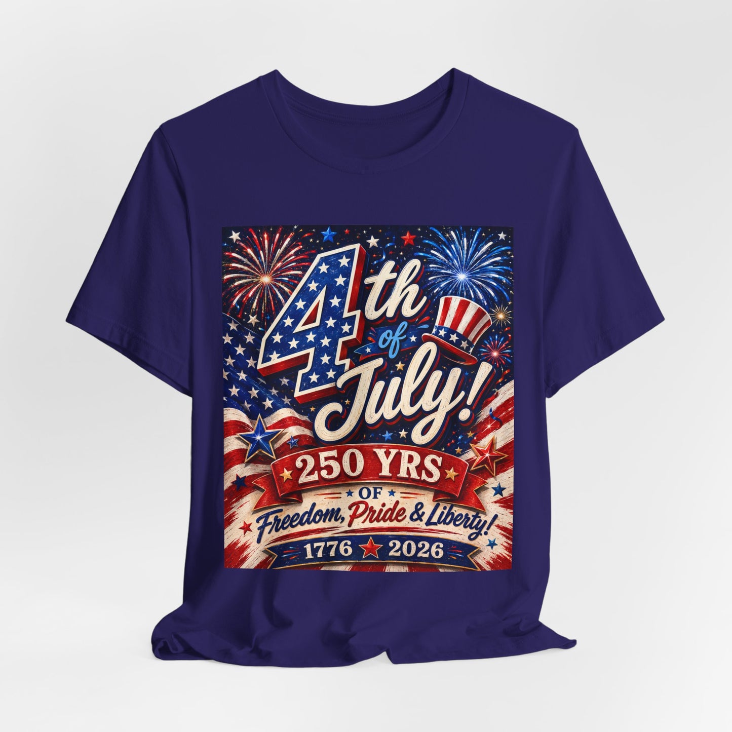 Sunflower Porch Co 4th of July T-Shirt - 250 Years 1776-2026 Fireworks, Freedom, Pride & Liberty Tee