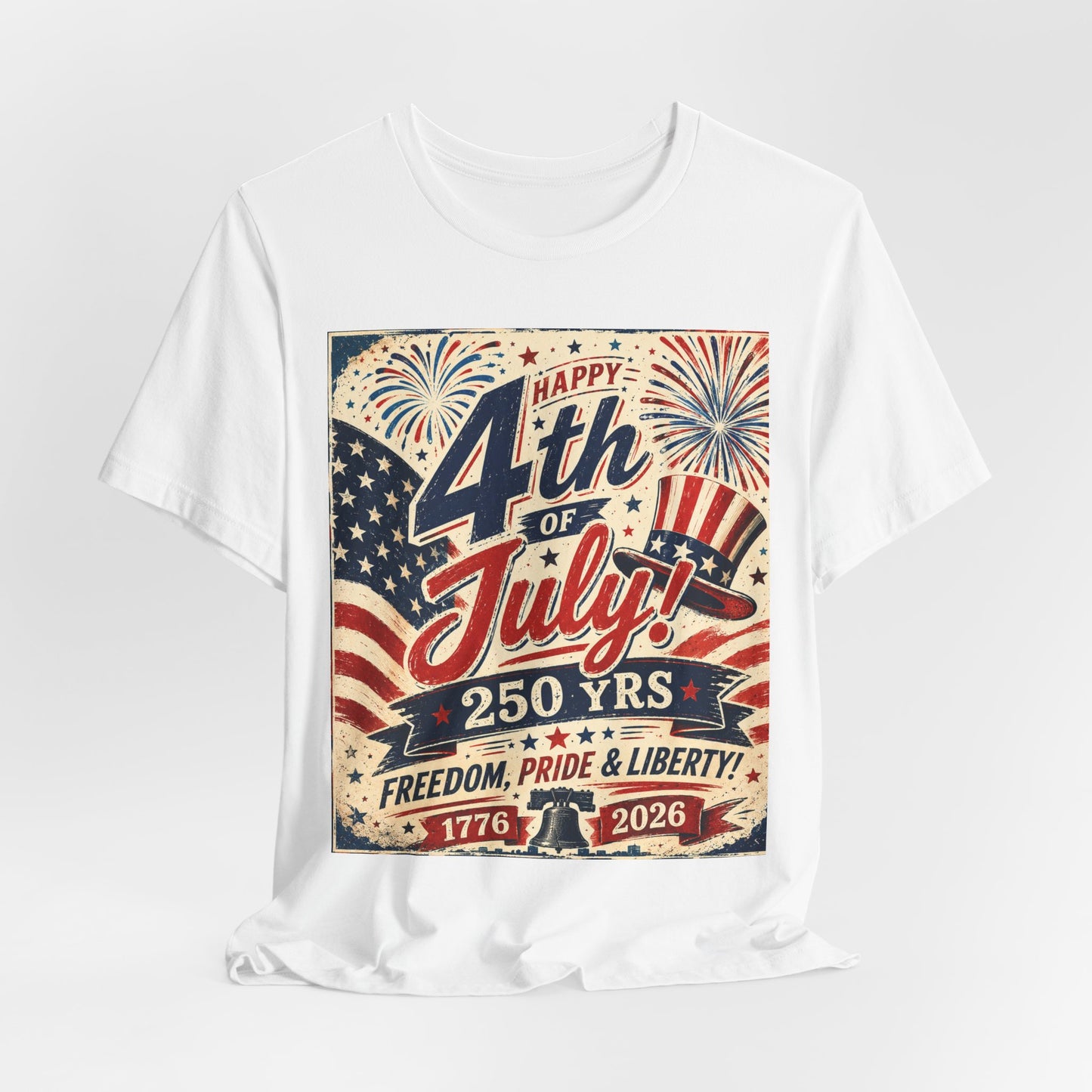 Sunflower Porch Co 4th of July Tee - 250 Years Freedom, Pride & Liberty (1776–2026)