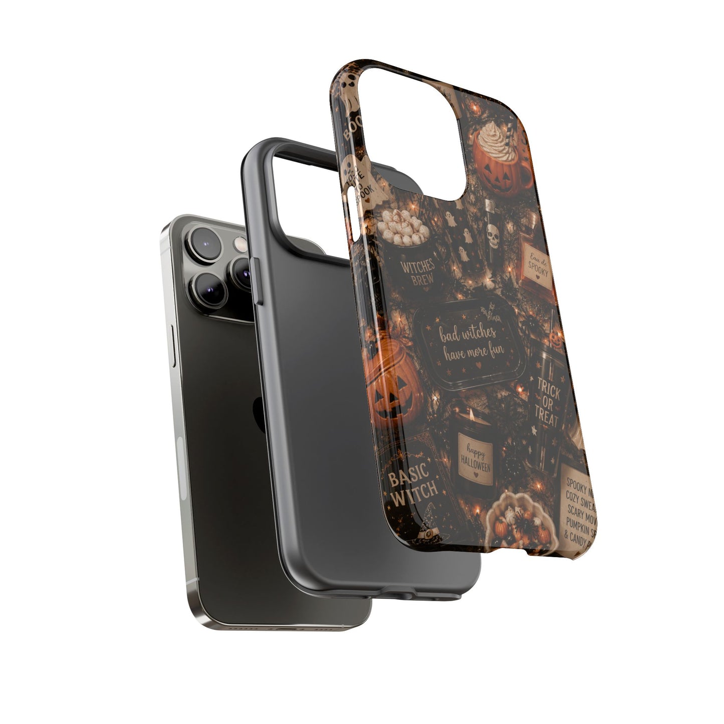 Sunflower Porch Co Halloween Collage phone case | spooky pumpkin witchy design