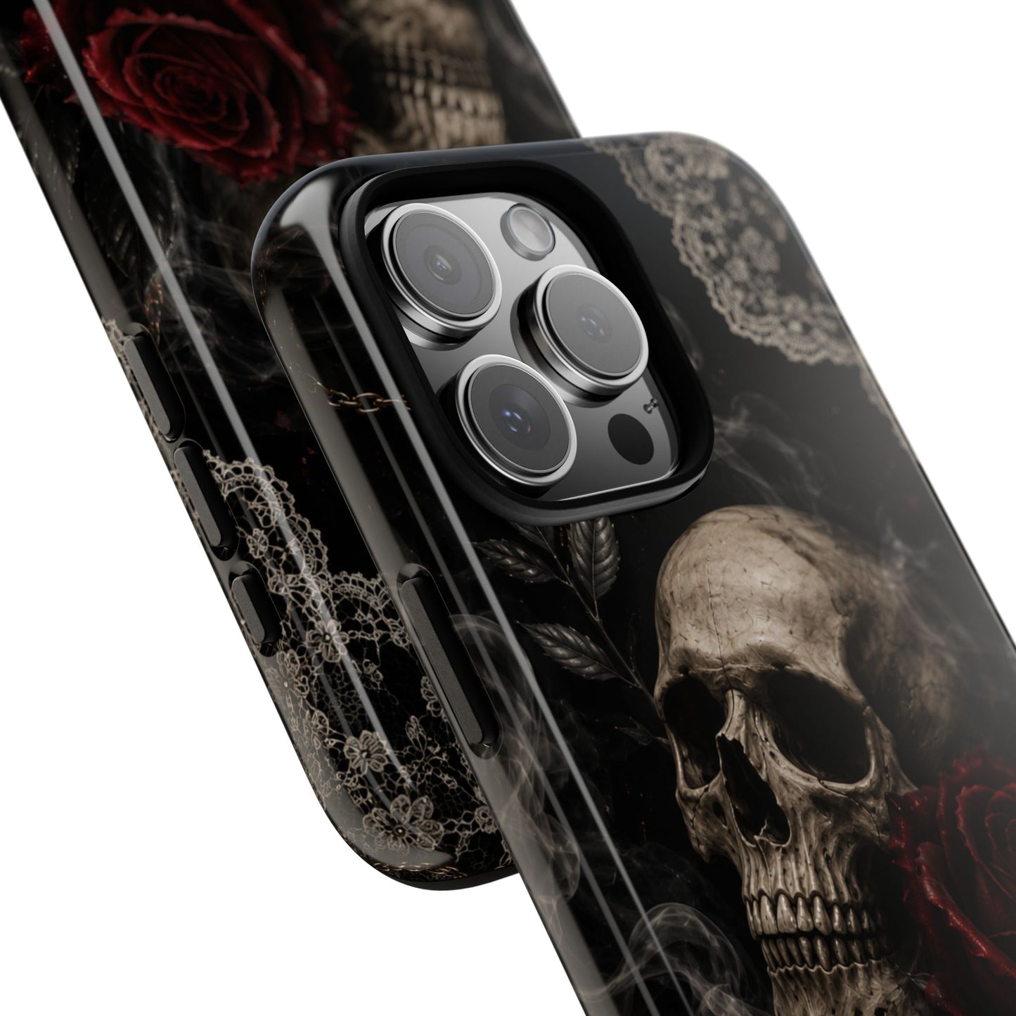 Sunflower Porch Co Skull with Red Rose phone case | Tough Cases