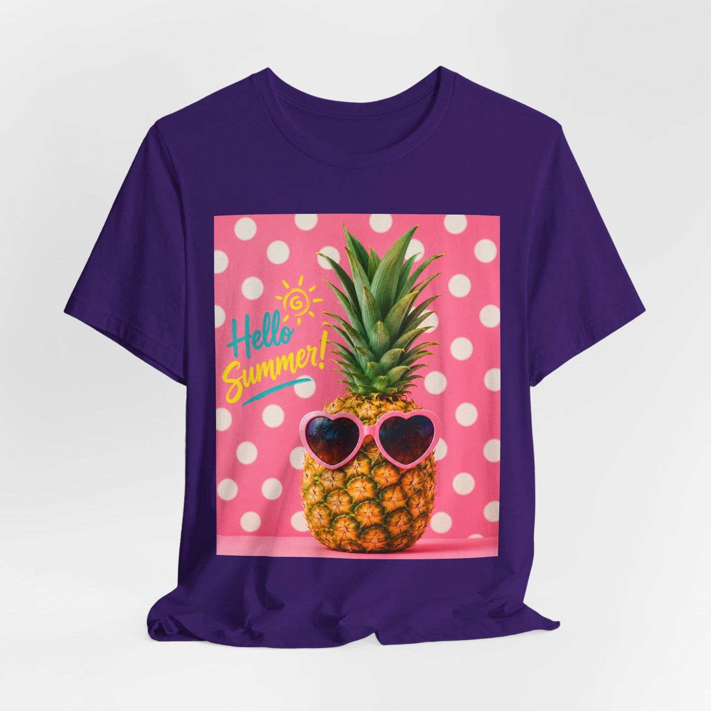 Sunflower Porch Co Pineapple with Sunglasses Tee | Hello Summer Polka Dot Graphic