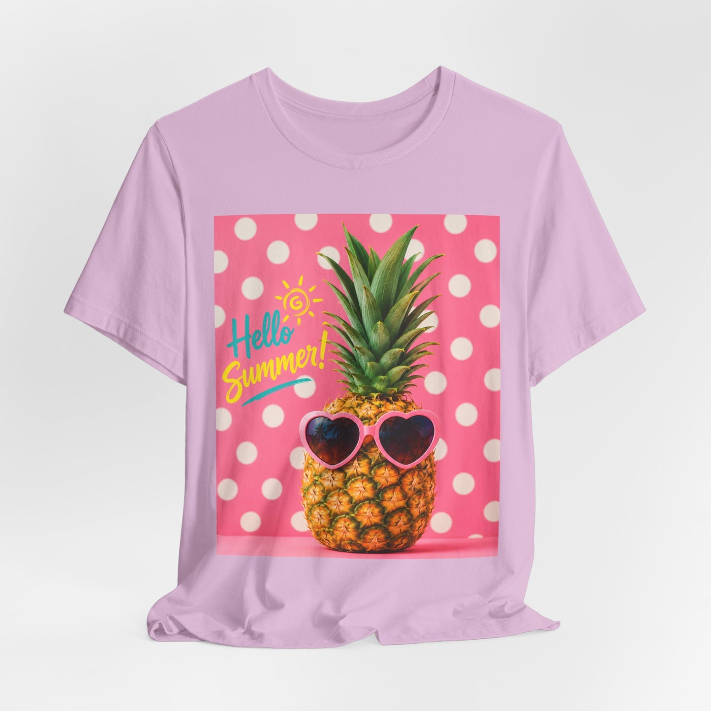 Sunflower Porch Co Pineapple with Sunglasses Tee | Hello Summer Polka Dot Graphic