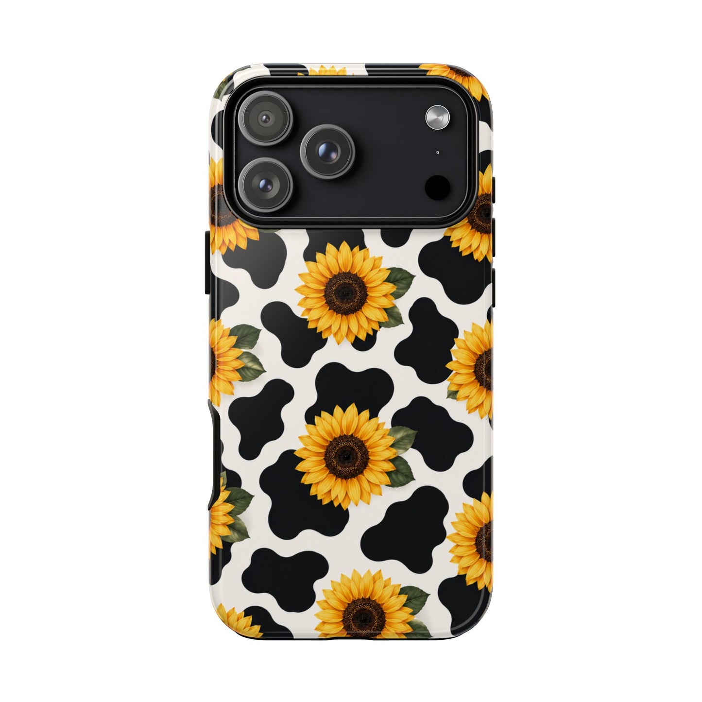Sunflower Cow Print Tough Case | Phone Case, Floral Farm Animal Pattern