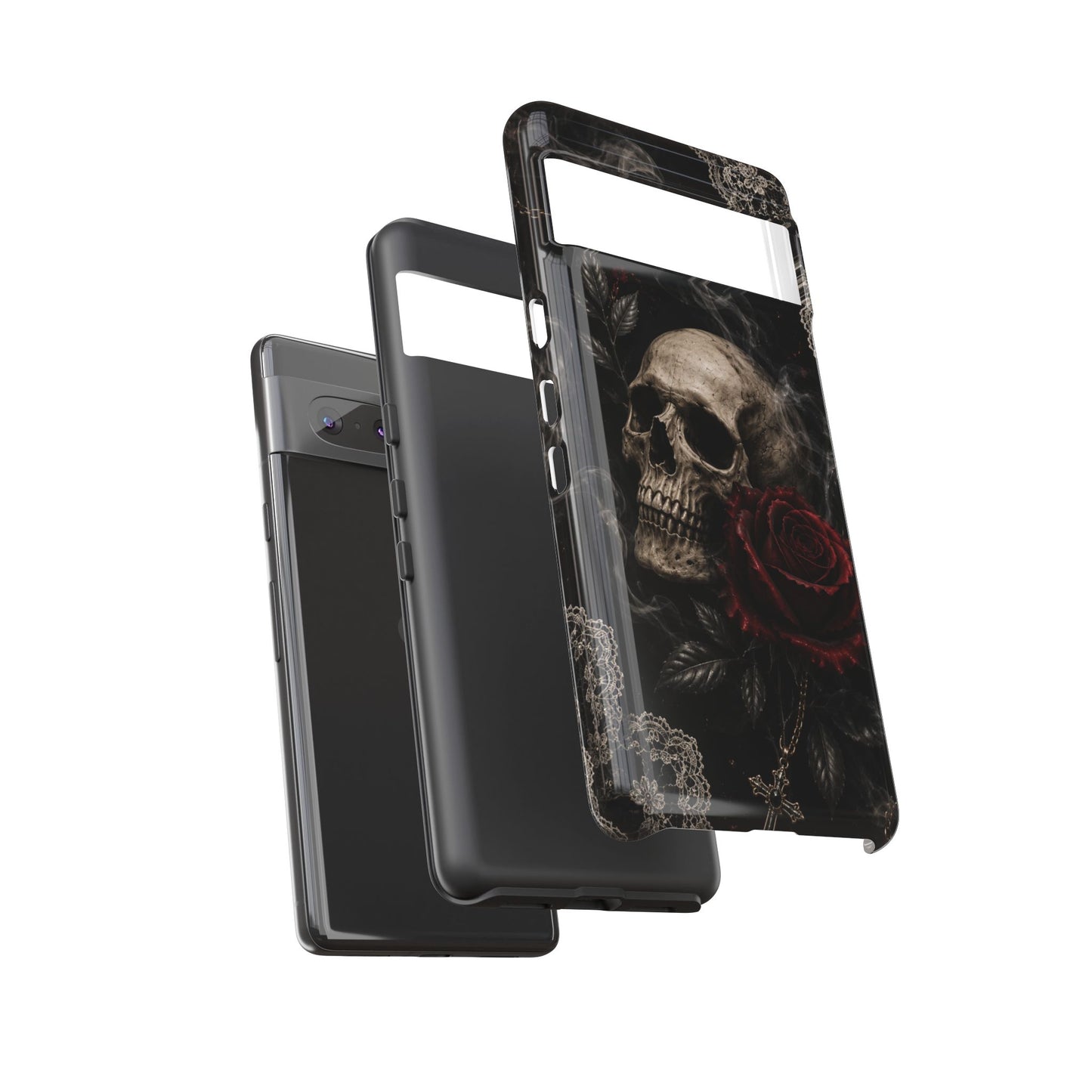 Sunflower Porch Co Skull with Red Rose phone case | Tough Cases