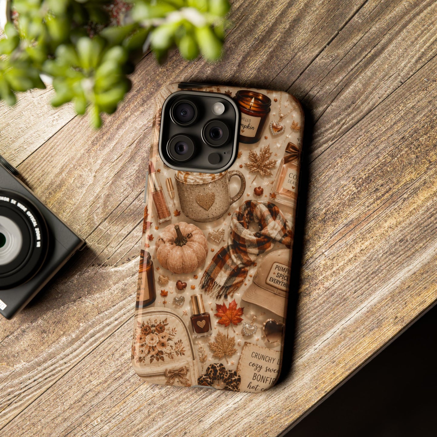 Sunflower Porch Co Cozy Autumn Mug and Pumpkin Pattern Phone Case | Fall Aesthetic